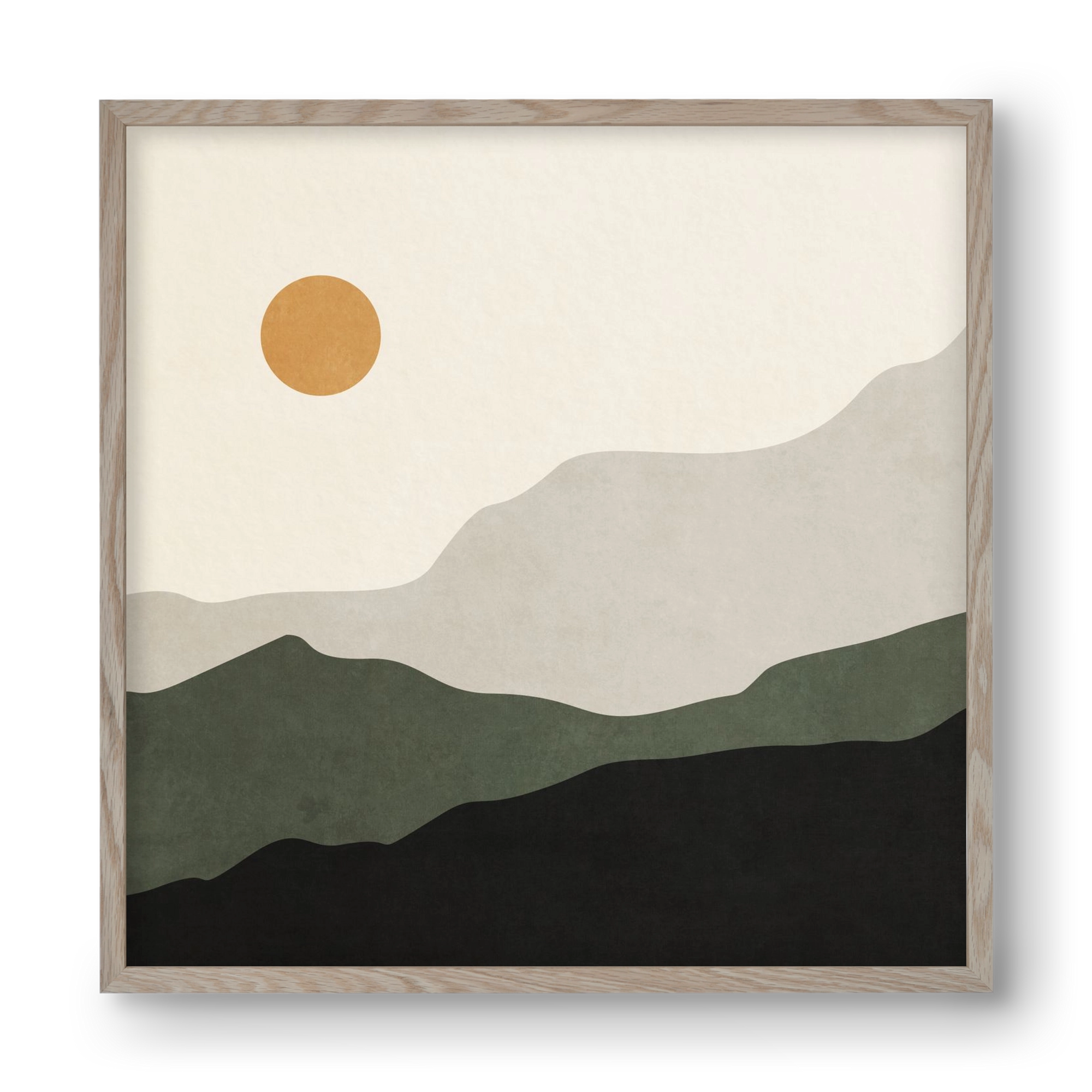 MINIMAL TROPICAL ART - LANDSCAPE 04, 40x40 cm (40x40 cm), Tölgy keret