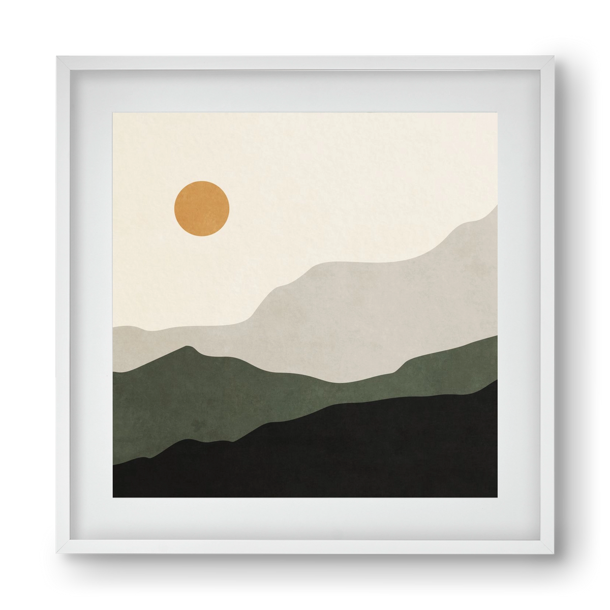 MINIMAL TROPICAL ART - LANDSCAPE 04, 40x40 cm (30x30 cm), Fehér keret, paszpartuval