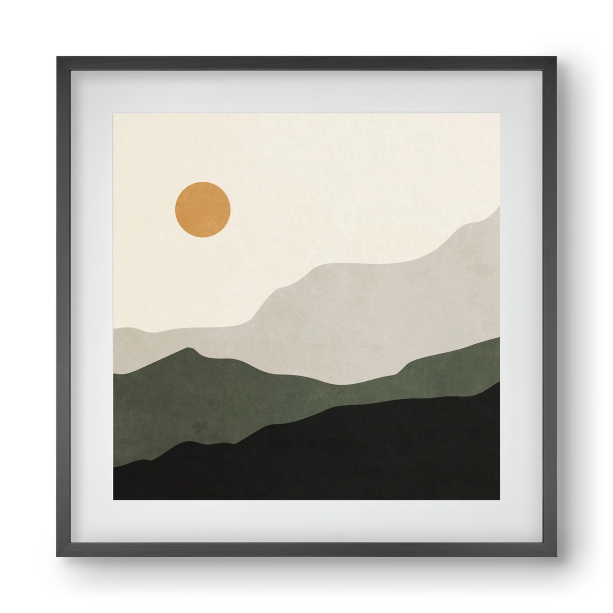 MINIMAL TROPICAL ART - LANDSCAPE 04, 40x40 cm (30x30 cm), Fekete keret, paszpartuval