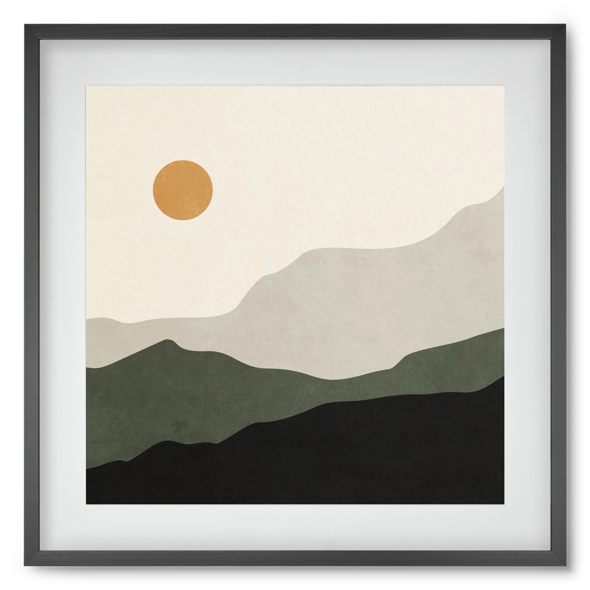 MINIMAL TROPICAL ART - LANDSCAPE 04, 50x50 cm (40x40 cm), Fekete keret, paszpartuval