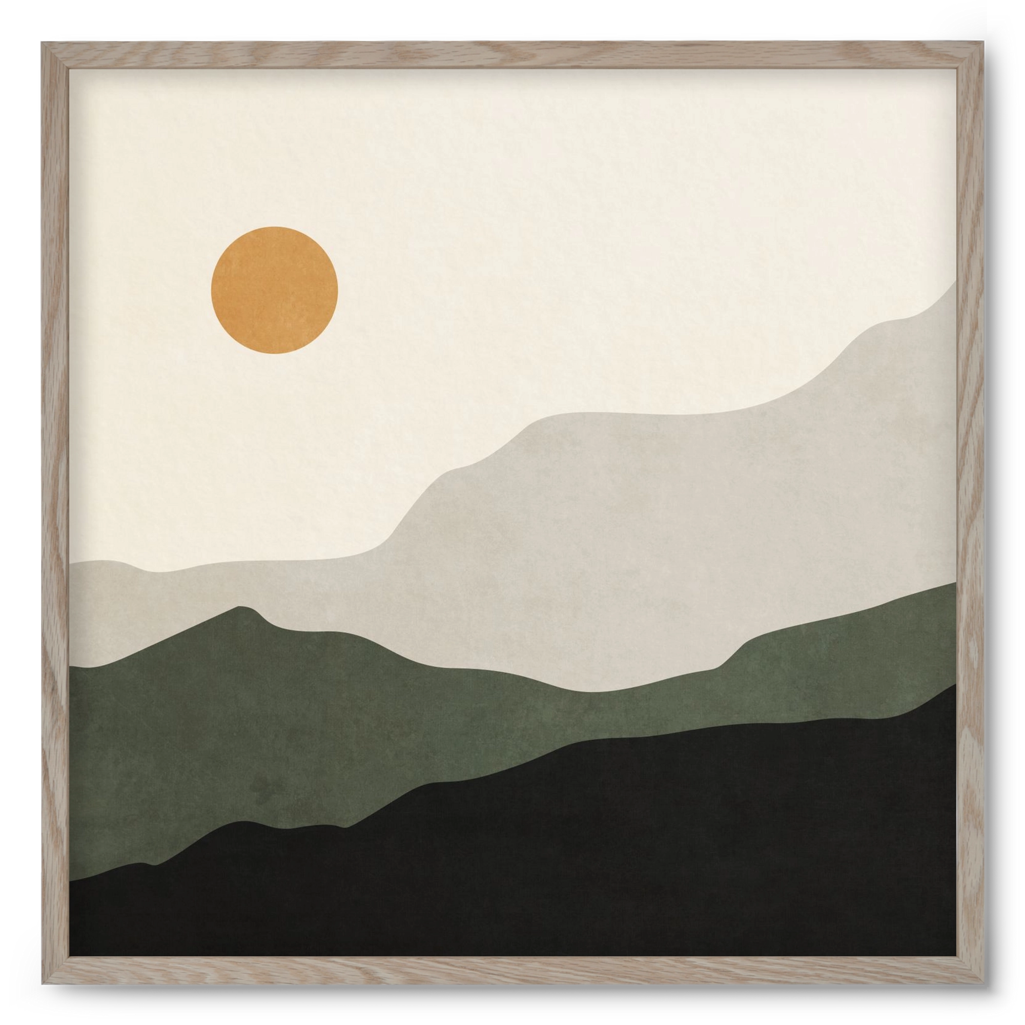 MINIMAL TROPICAL ART - LANDSCAPE 04, 50x50 cm (50x50 cm), Tölgy keret