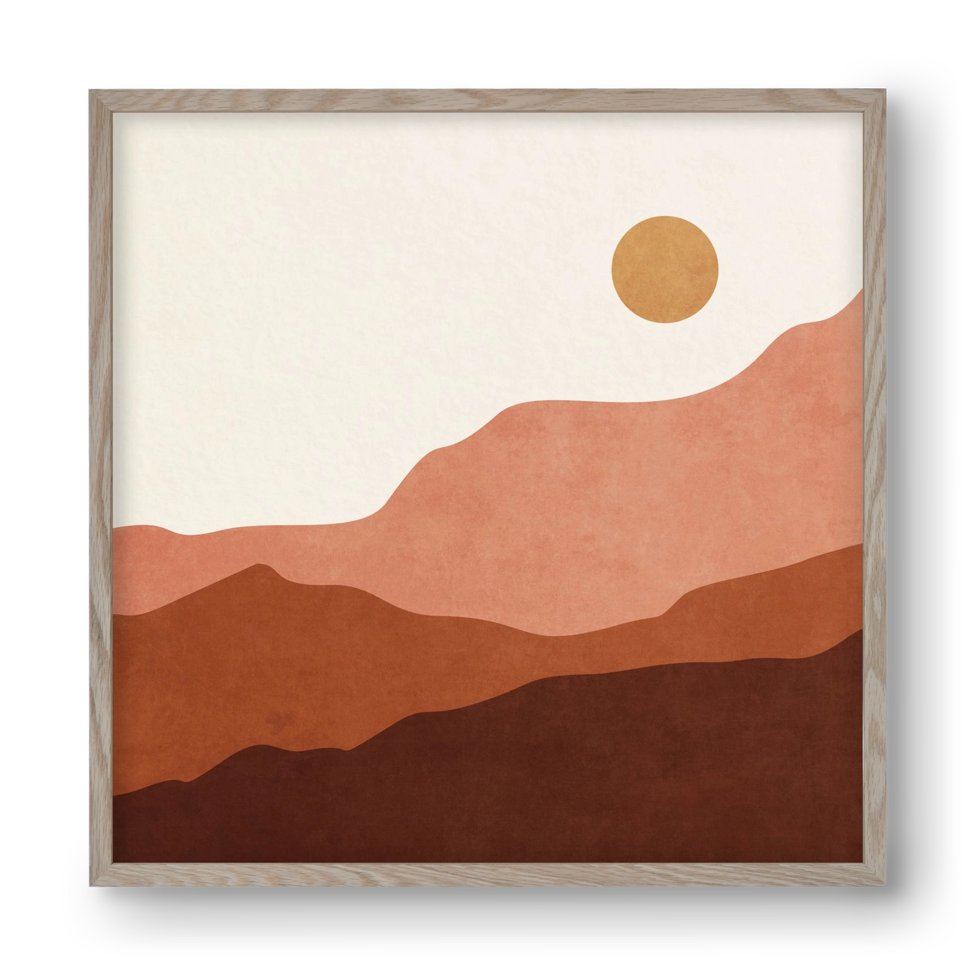 MINIMAL TROPICAL ART - LANDSCAPE 05, 40x40 cm (40x40 cm), Tölgy keret