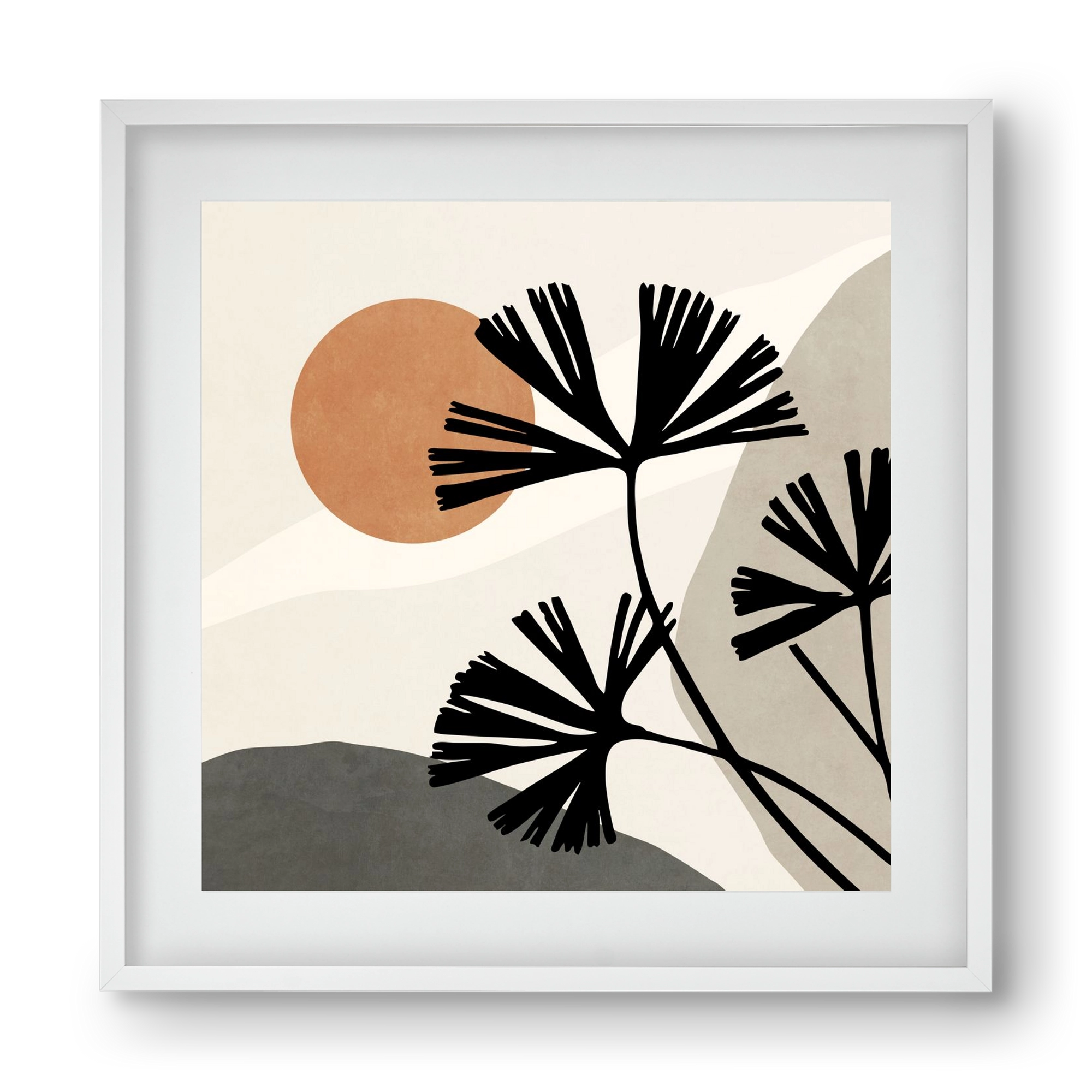 MINIMAL  ART -  TROPICAL LEAVES 01, 40x40 cm (30x30 cm), Fehér keret, paszpartuval