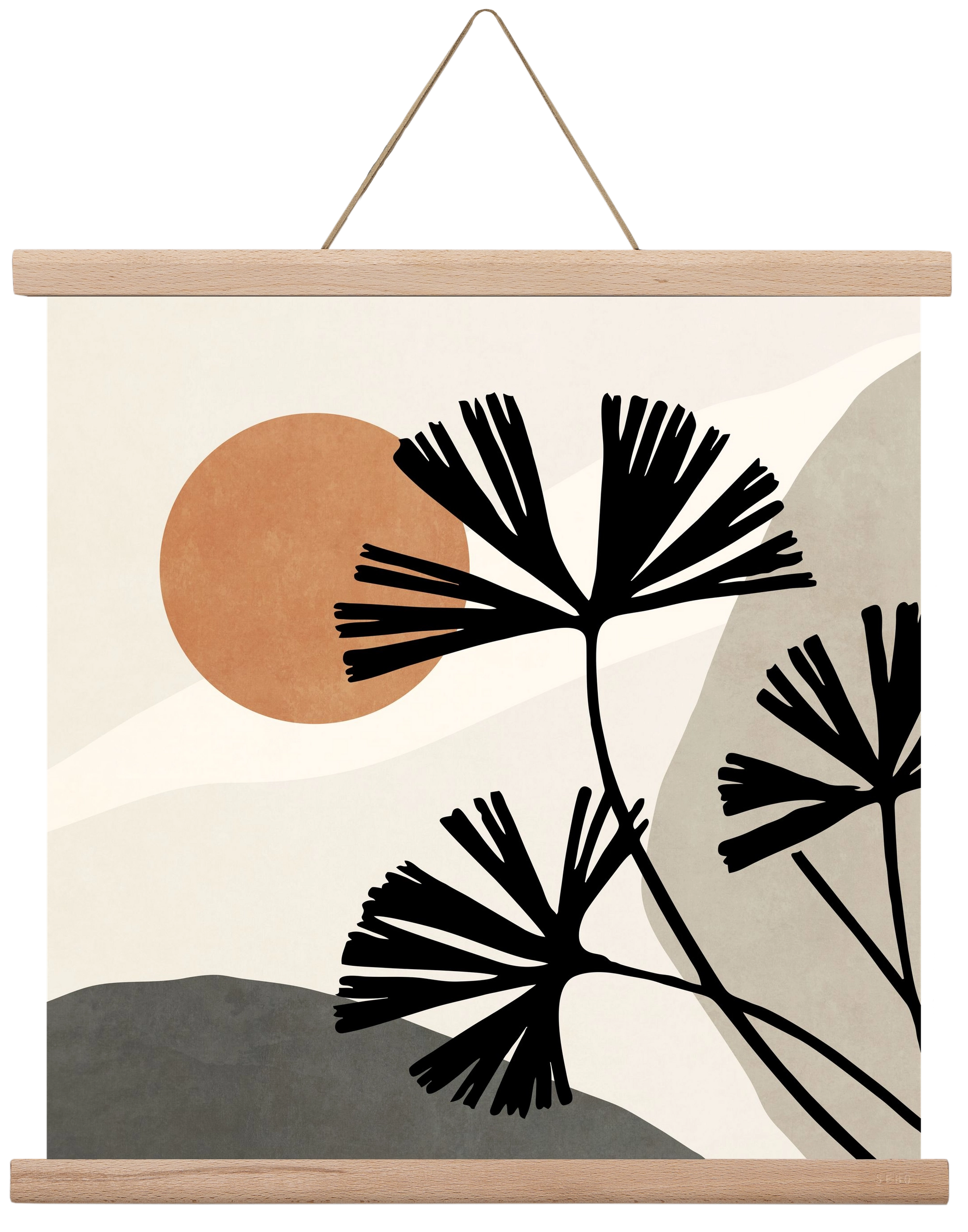 MINIMAL  ART -  TROPICAL LEAVES 01, 40x40 cm (40x40 cm), Tölgy akasztó