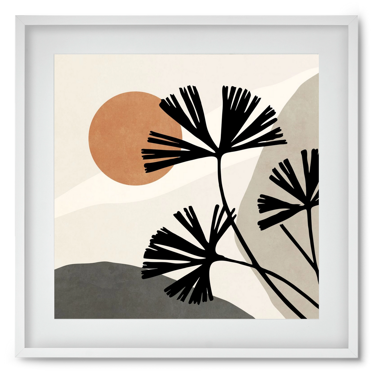 MINIMAL  ART -  TROPICAL LEAVES 01, 50x50 cm (40x40 cm), Fehér keret, paszpartuval