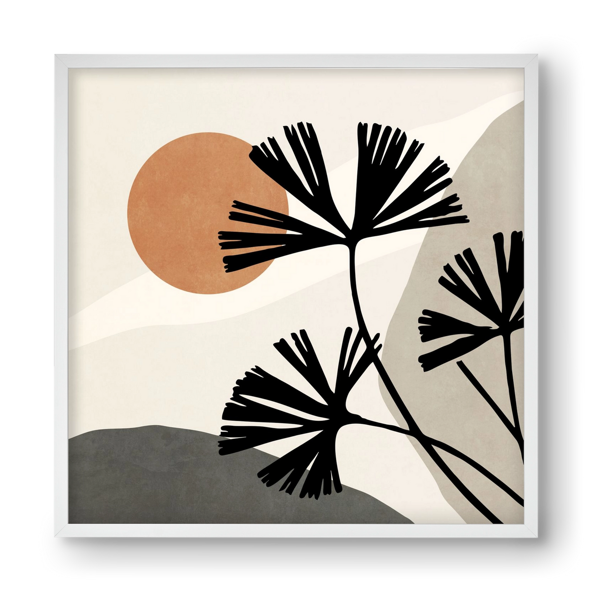 MINIMAL  ART -  TROPICAL LEAVES 01, 40x40 cm (40x40 cm), Fehér keret