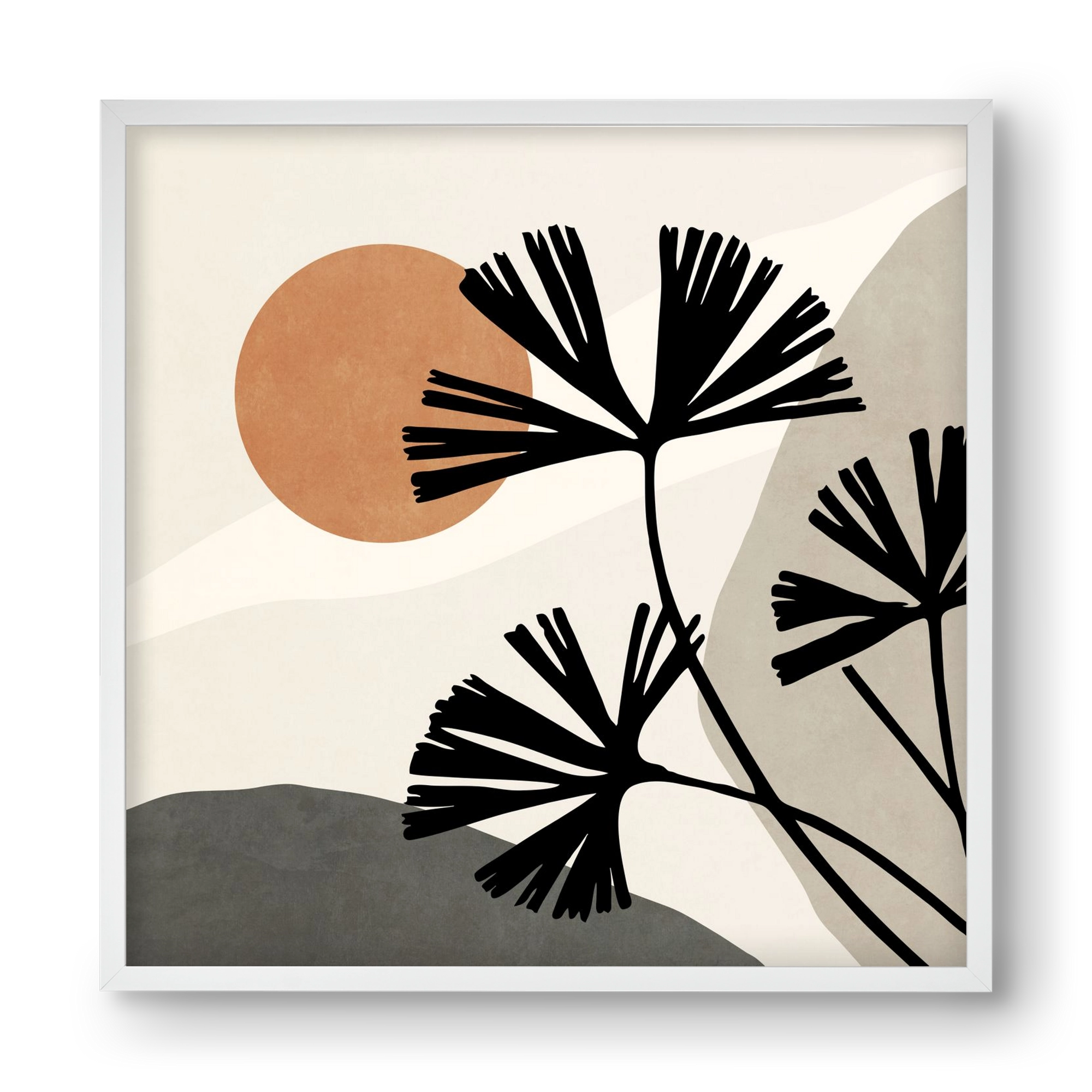 MINIMAL  ART -  TROPICAL LEAVES 01, 40x40 cm (40x40 cm), Fehér keret