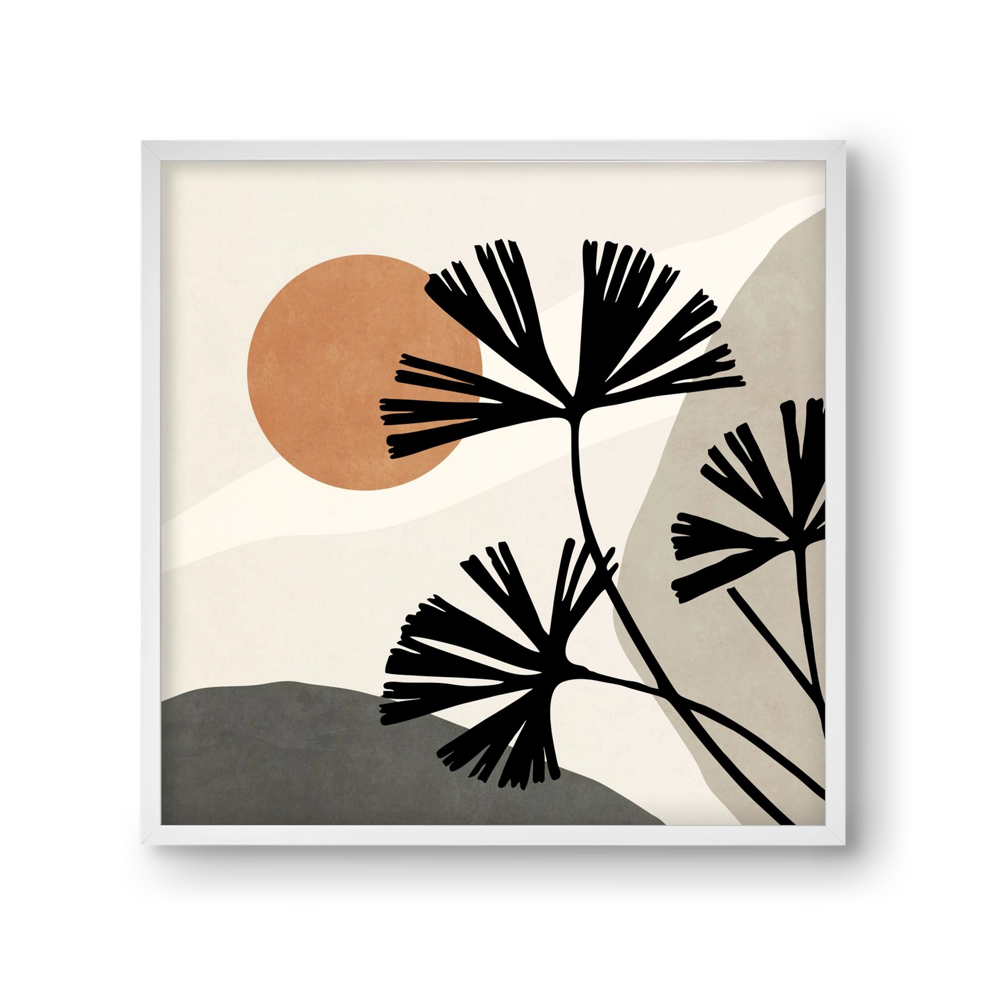 MINIMAL  ART -  TROPICAL LEAVES 01, 30x30 cm (30x30 cm), Fehér keret