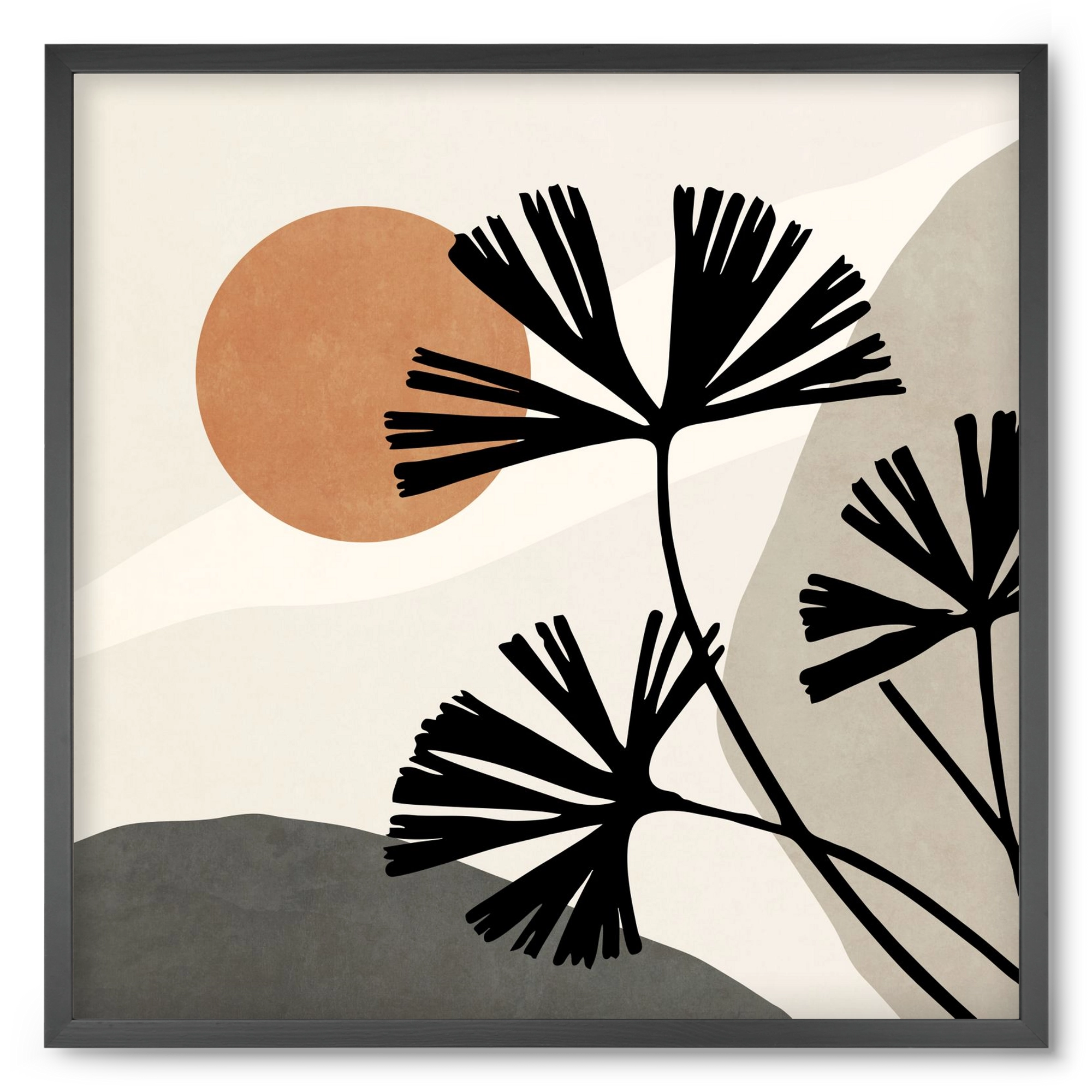 MINIMAL  ART -  TROPICAL LEAVES 01, 50x50 cm (50x50 cm), Fekete keret