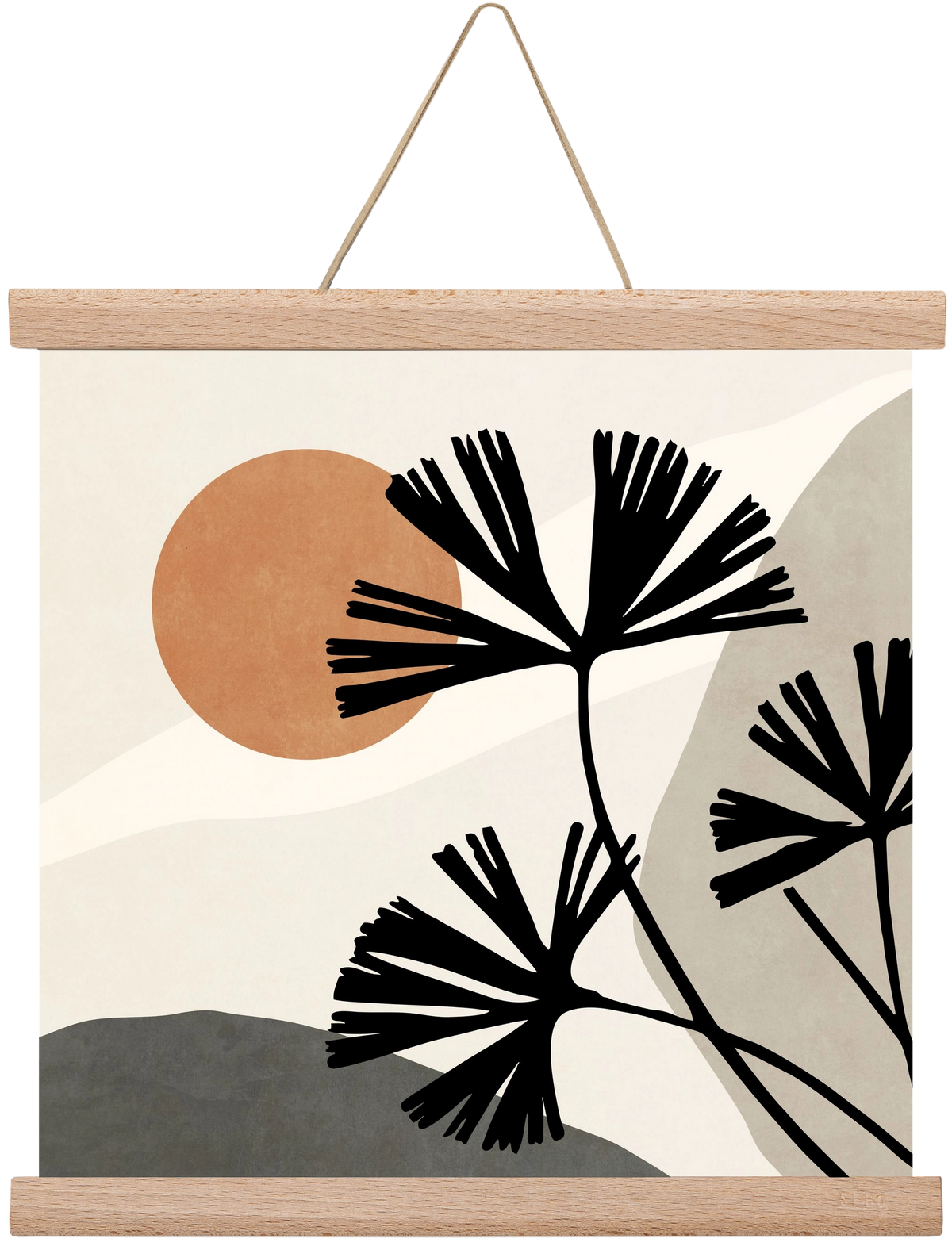 MINIMAL  ART -  TROPICAL LEAVES 01, 30x30 cm (30x30 cm), Tölgy akasztó