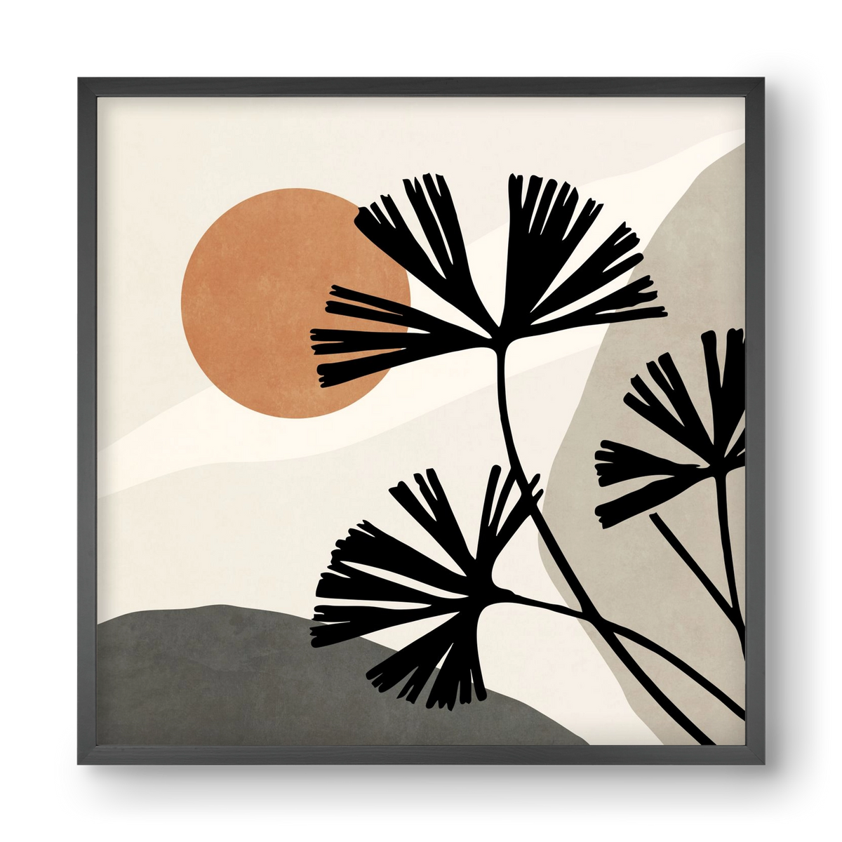 MINIMAL  ART -  TROPICAL LEAVES 01, 40x40 cm (40x40 cm), Fekete keret