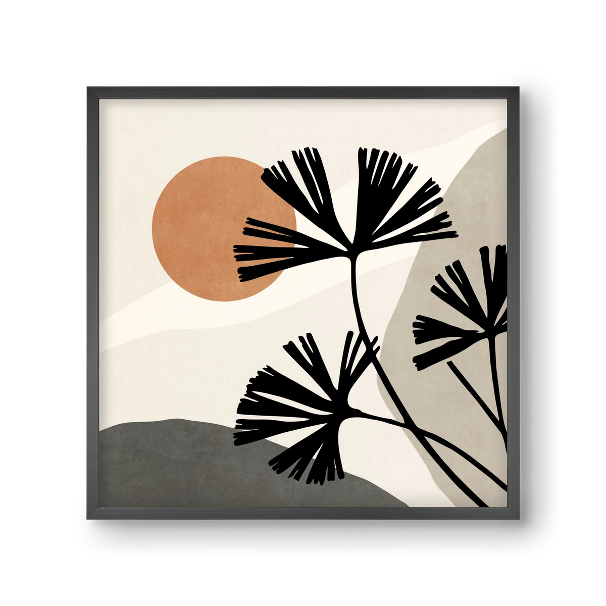 MINIMAL  ART -  TROPICAL LEAVES 01, 30x30 cm (30x30 cm), Fekete keret