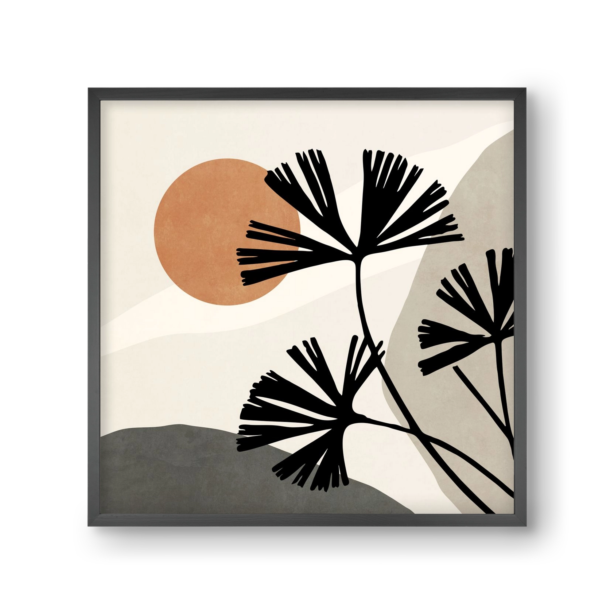 MINIMAL  ART -  TROPICAL LEAVES 01, 30x30 cm (30x30 cm), Fekete keret