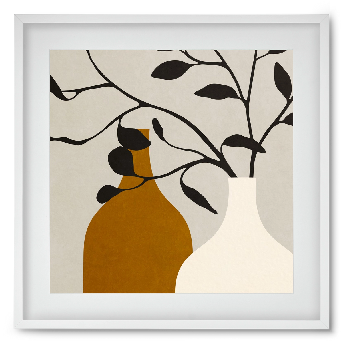 MINIMAL  ART -  VASES 01, 50x50 cm (40x40 cm), Fehér keret, paszpartuval