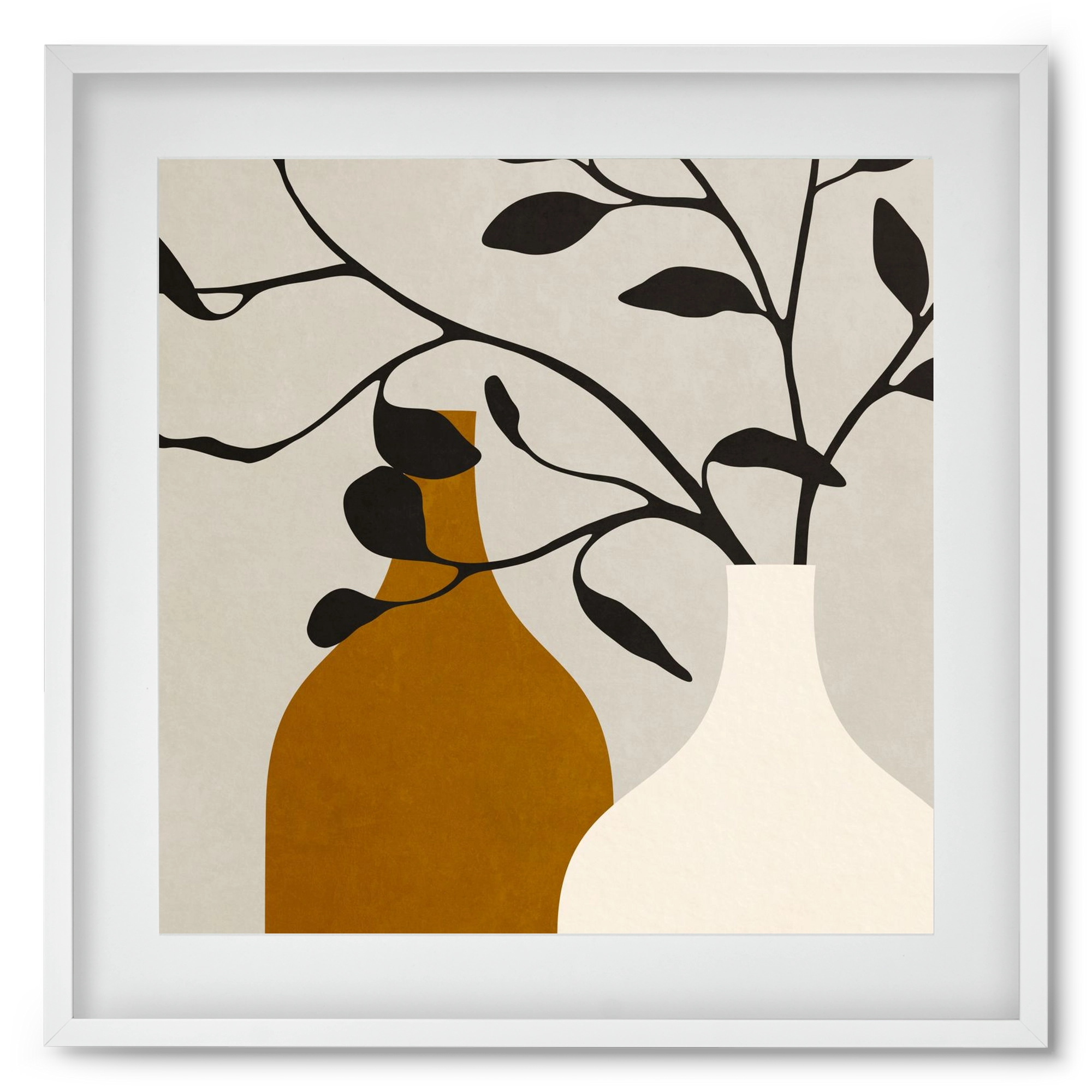 MINIMAL  ART -  VASES 01, 50x50 cm (40x40 cm), Fehér keret, paszpartuval