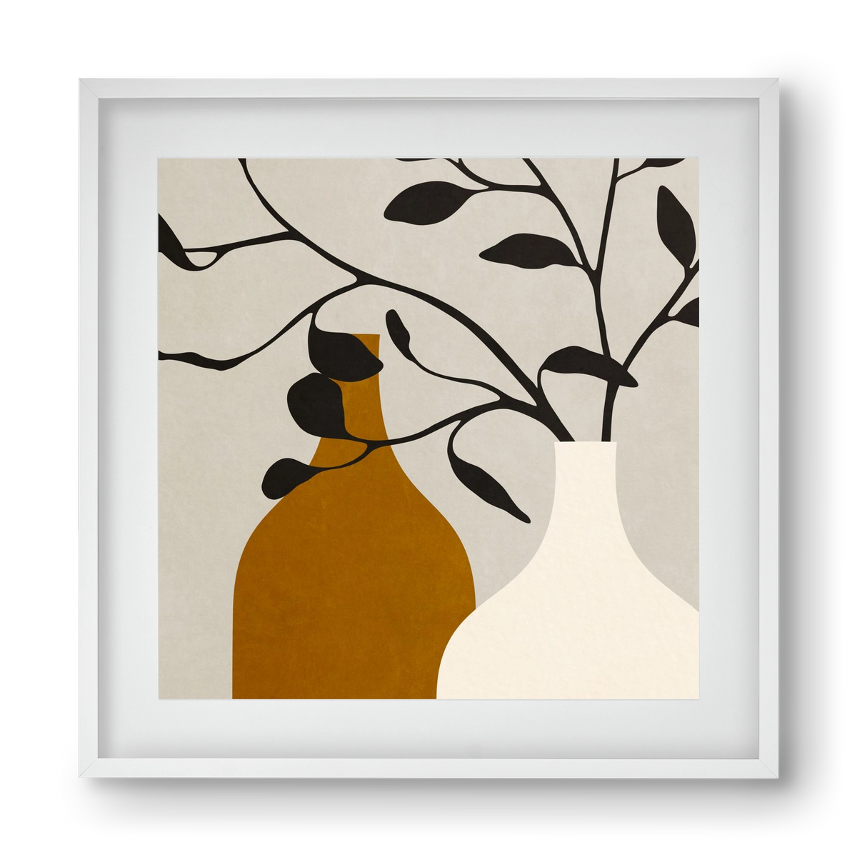 MINIMAL  ART -  VASES 01, 40x40 cm (30x30 cm), Fehér keret, paszpartuval