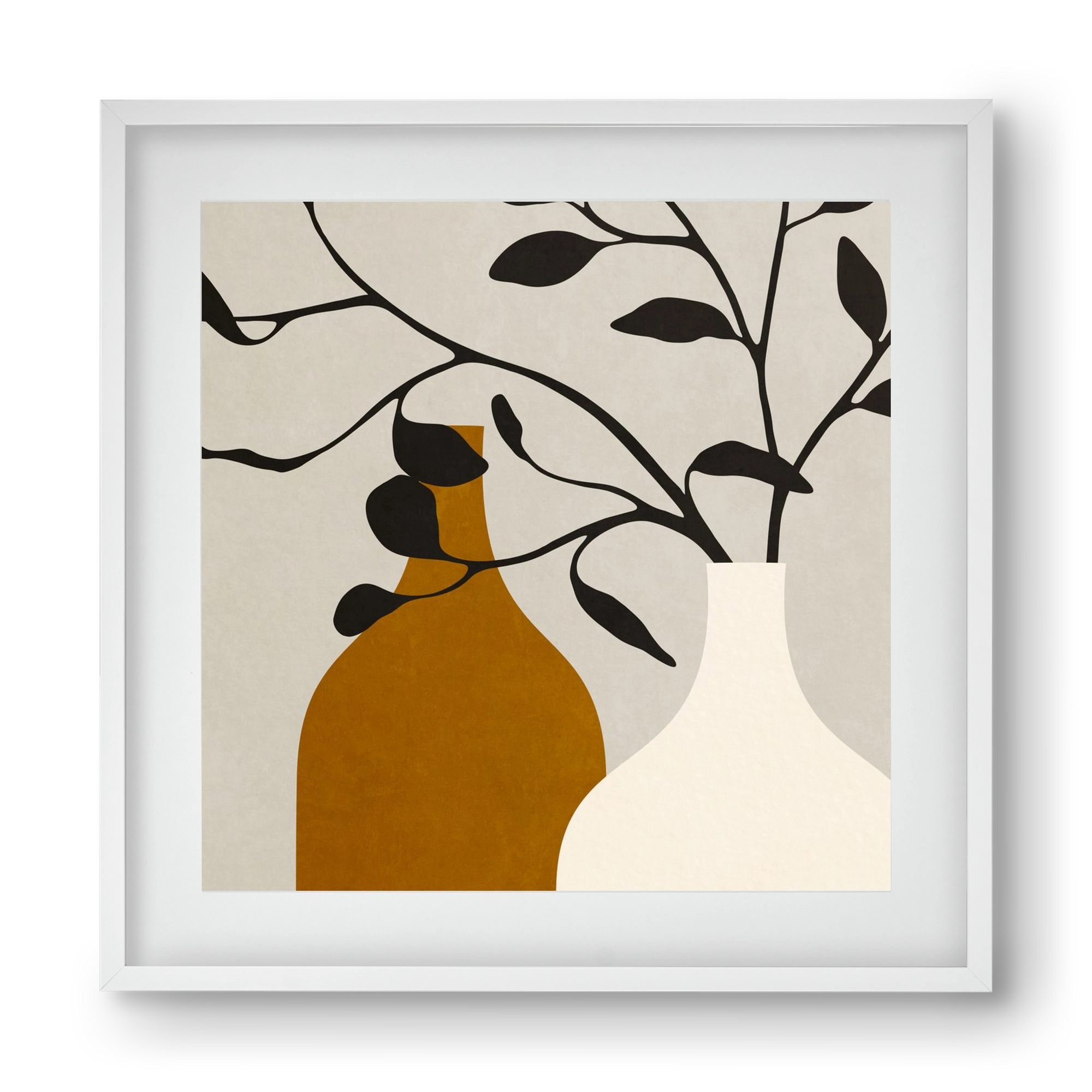 MINIMAL  ART -  VASES 01, 40x40 cm (30x30 cm), Fehér keret, paszpartuval