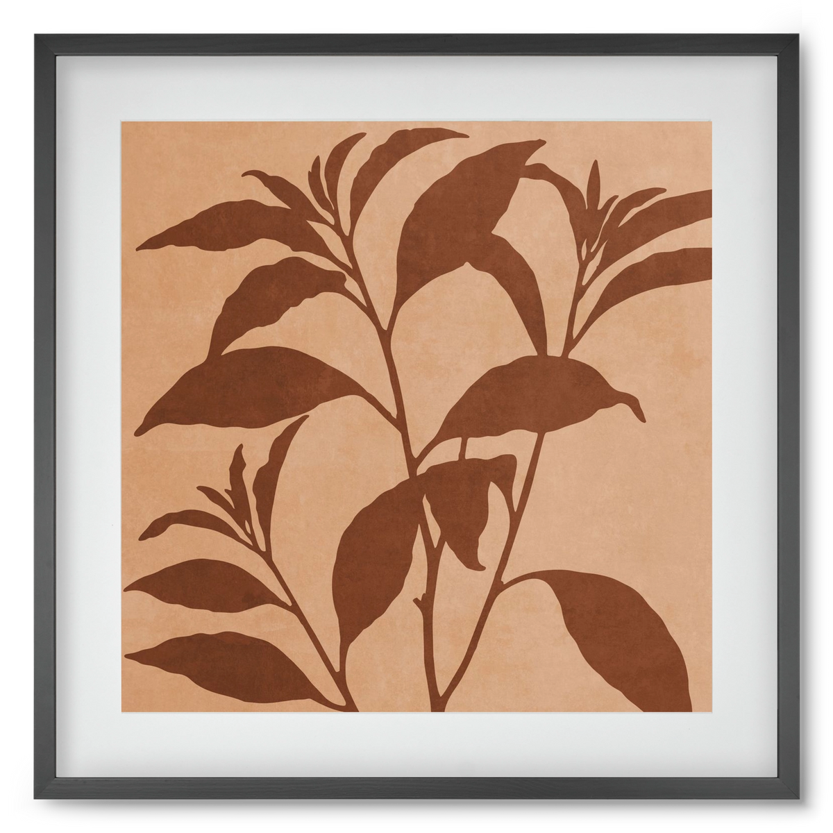 MINIMAL  ART -  TROPICAL LEAVES 04, 50x50 cm (40x40 cm), Fekete keret, paszpartuval