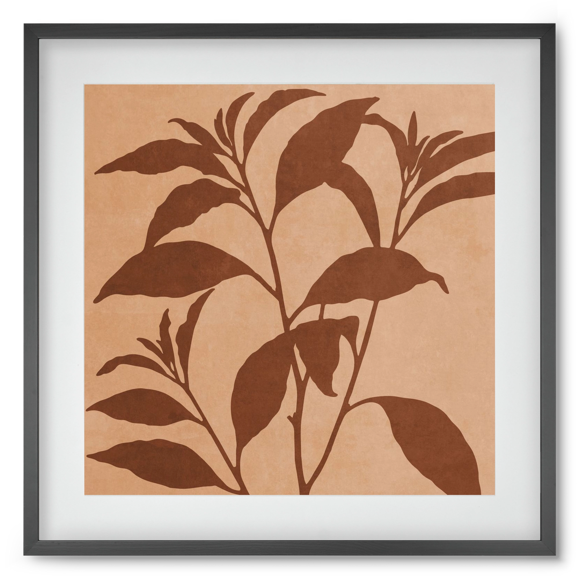 MINIMAL  ART -  TROPICAL LEAVES 04, 50x50 cm (40x40 cm), Fekete keret, paszpartuval