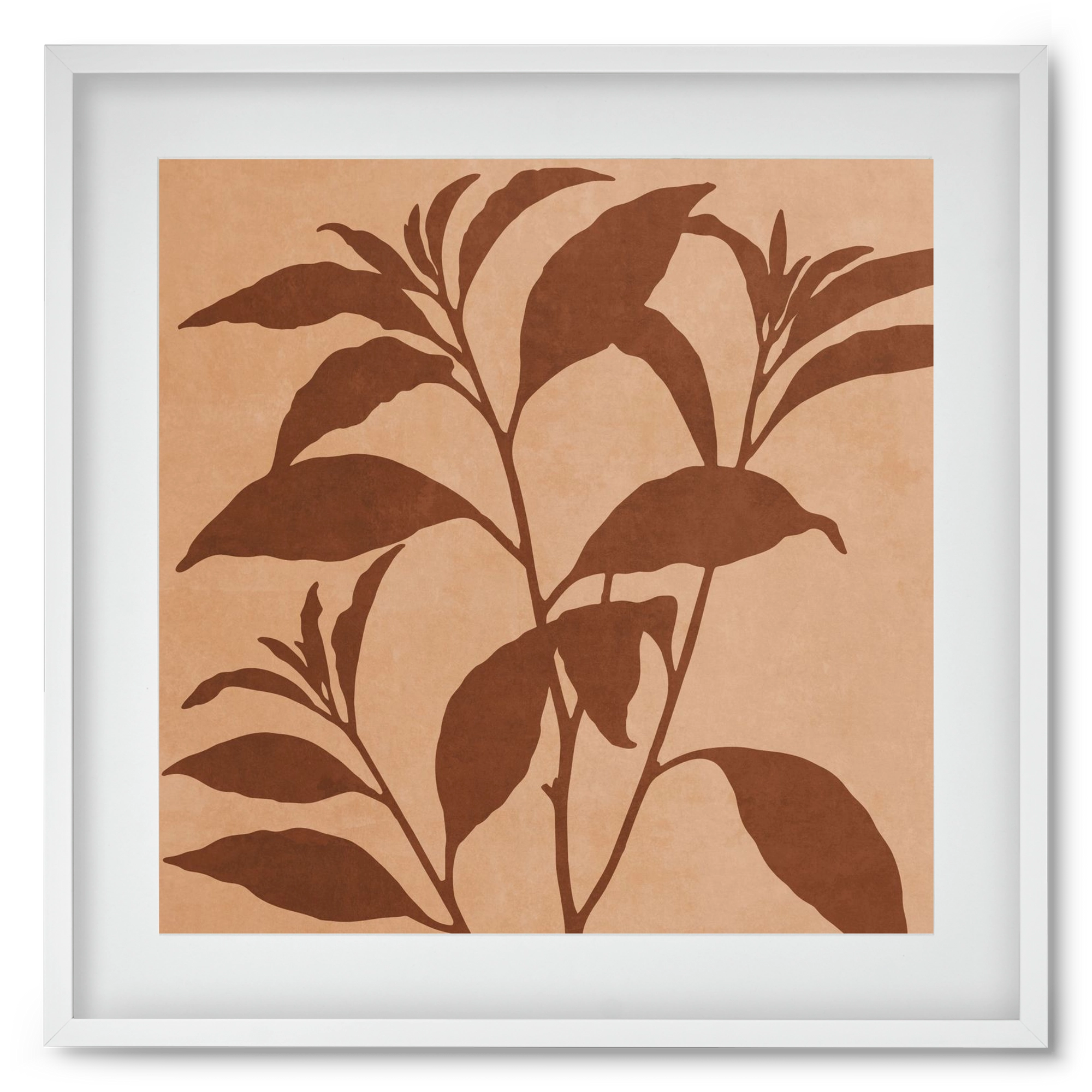 MINIMAL  ART -  TROPICAL LEAVES 04, 50x50 cm (40x40 cm), Fehér keret, paszpartuval