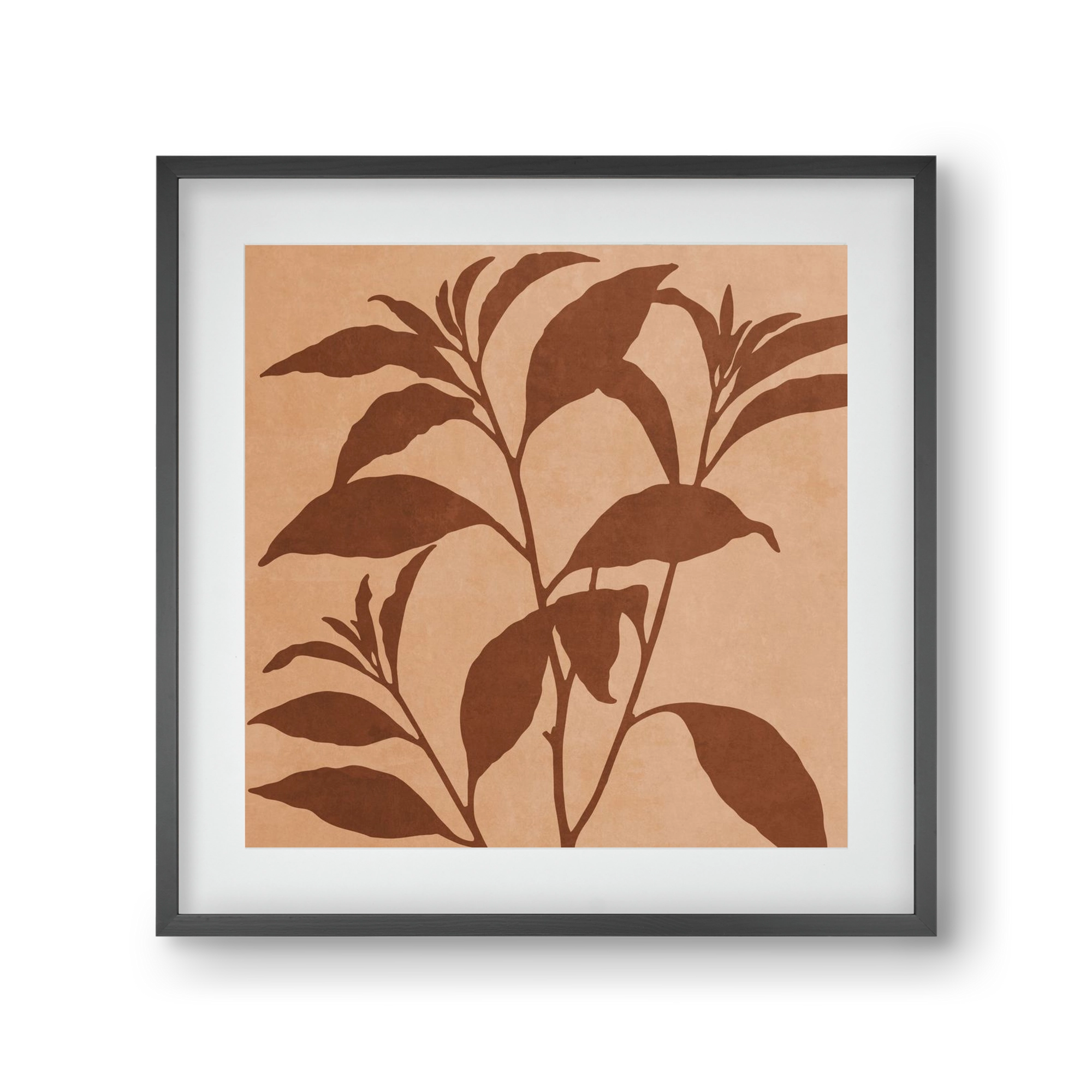 MINIMAL  ART -  TROPICAL LEAVES 04, 30x30 cm (20x20 cm), Fekete keret, paszpartuval