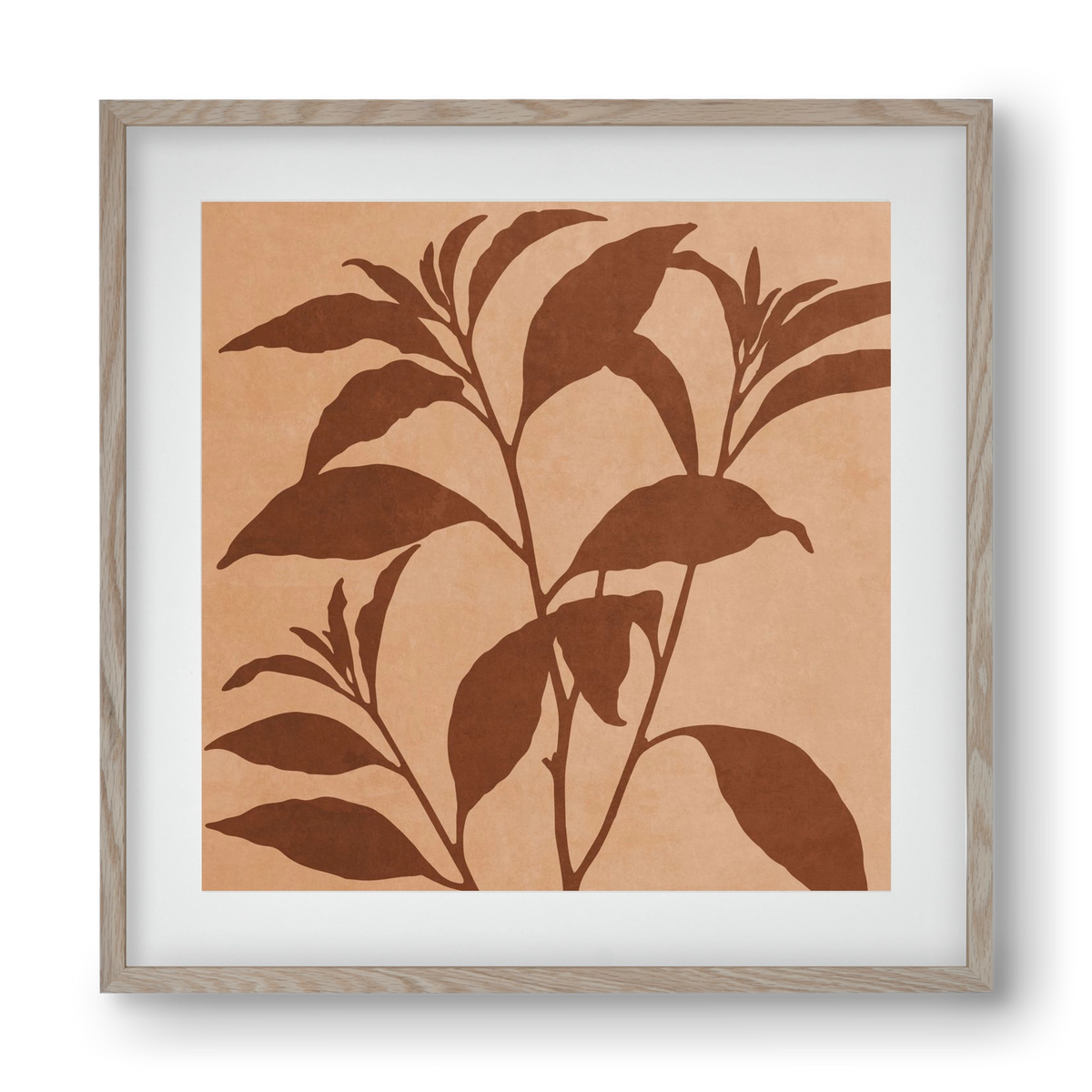 MINIMAL  ART -  TROPICAL LEAVES 04, 40x40 cm (30x30 cm), Tölgy keret, paszpartuval
