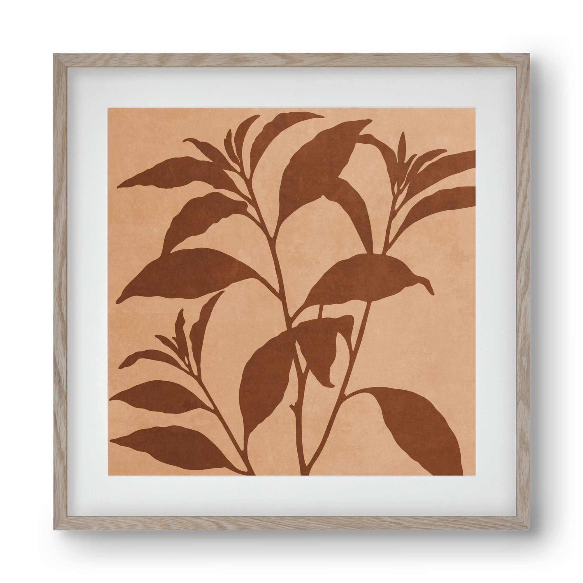 MINIMAL  ART -  TROPICAL LEAVES 04, 40x40 cm (30x30 cm), Tölgy keret, paszpartuval