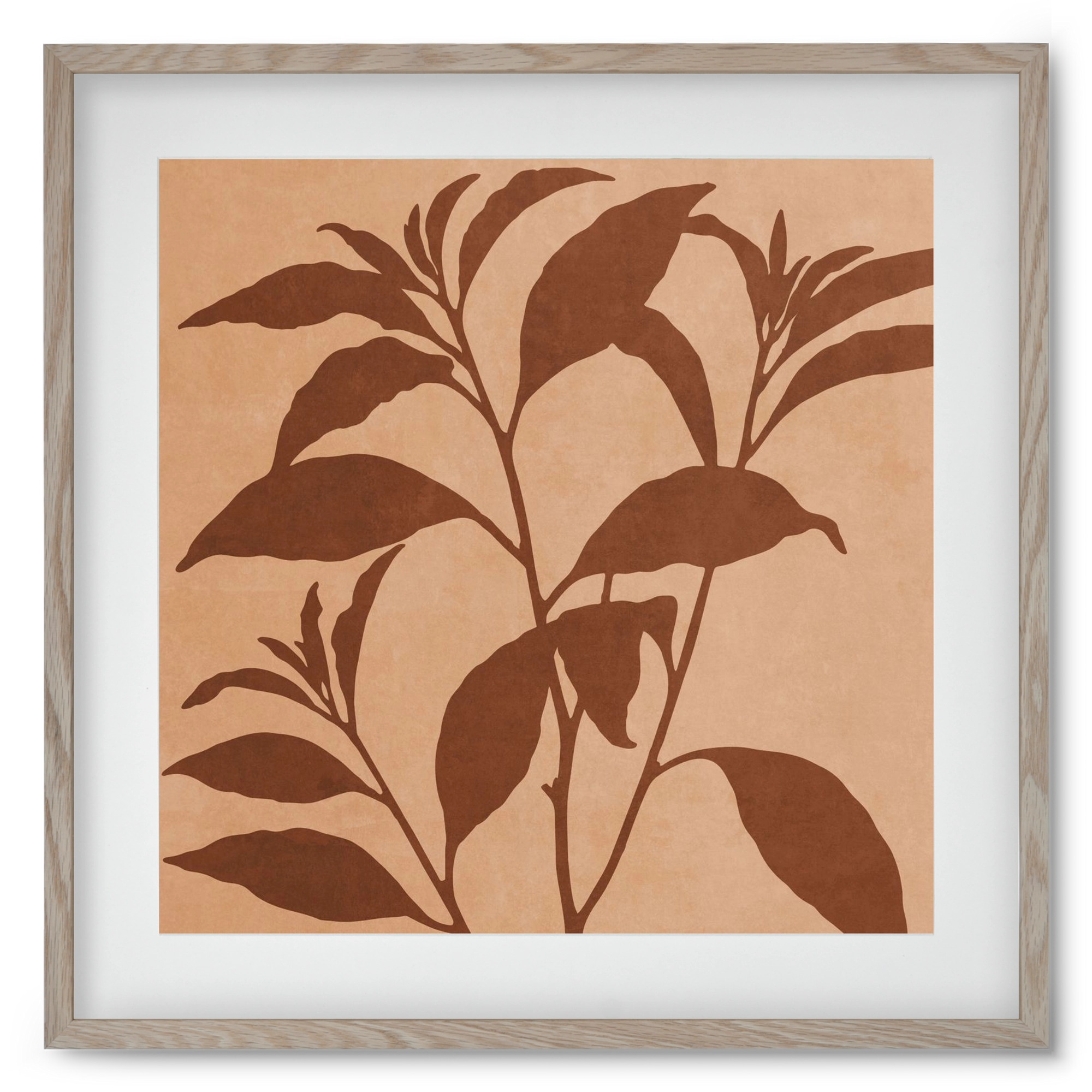 MINIMAL  ART -  TROPICAL LEAVES 04, 50x50 cm (40x40 cm), Tölgy keret, paszpartuval