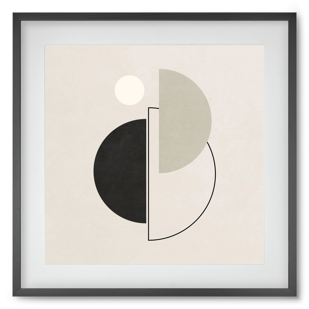 MINIMAL  ART - GEOMETRIC SHAPES 05, 50x50 cm (40x40 cm), Fekete keret, paszpartuval