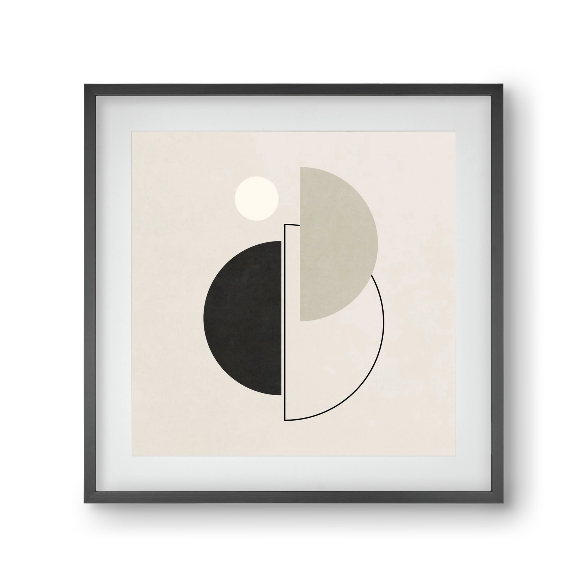MINIMAL  ART - GEOMETRIC SHAPES 05, 30x30 cm (20x20 cm), Fekete keret, paszpartuval