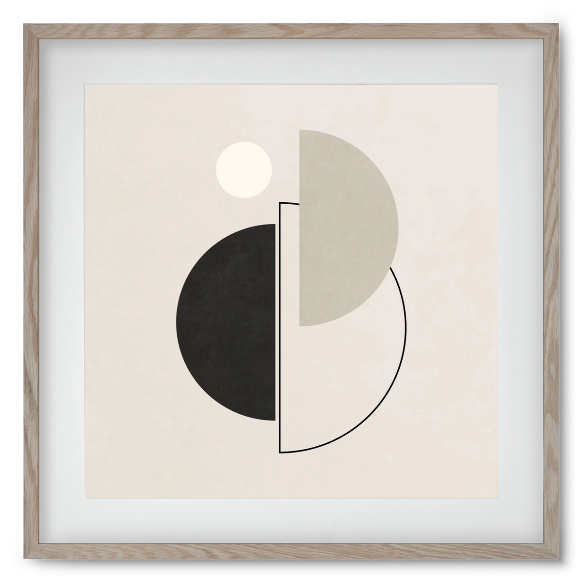MINIMAL  ART - GEOMETRIC SHAPES 05, 50x50 cm (40x40 cm), Tölgy keret, paszpartuval