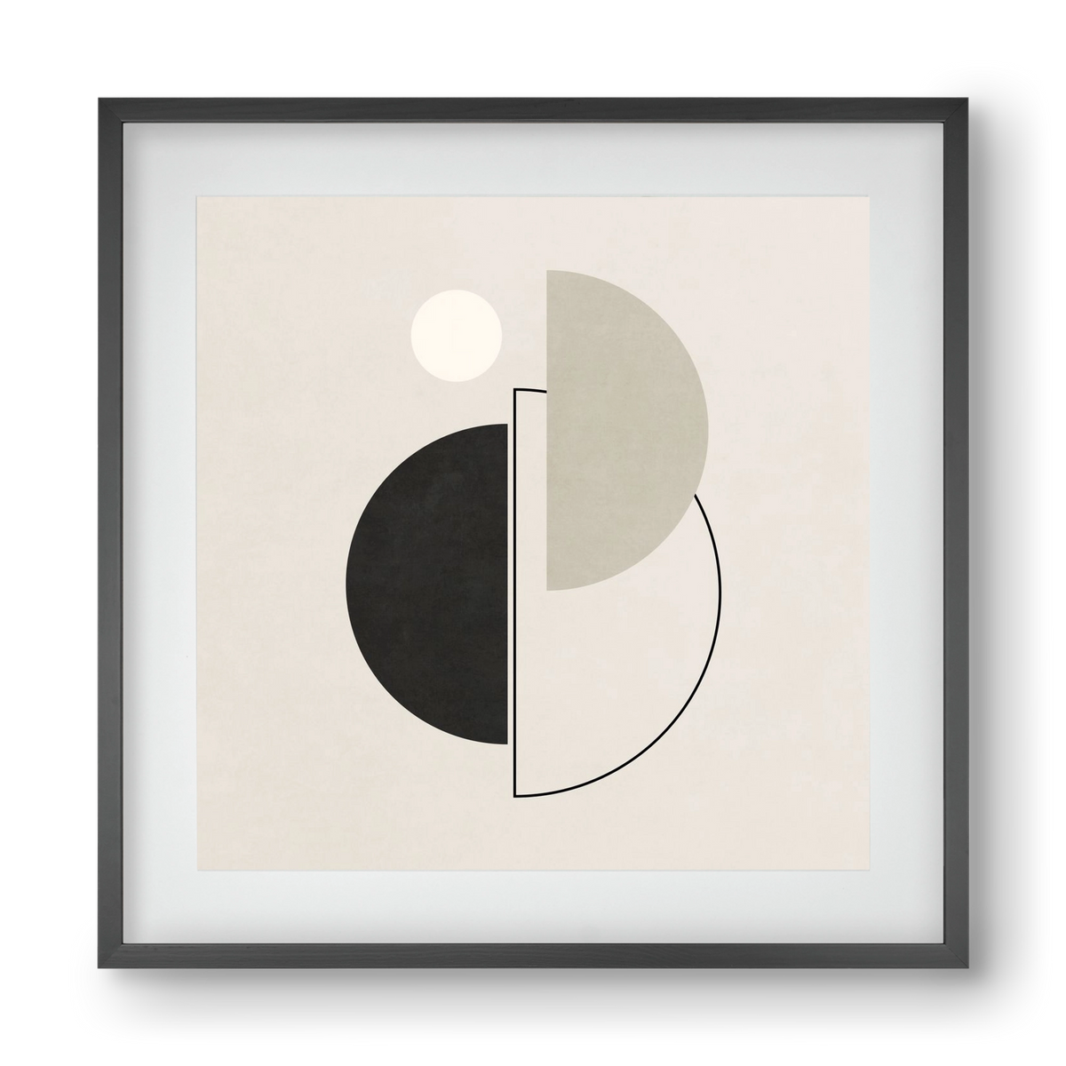 MINIMAL  ART - GEOMETRIC SHAPES 05, 40x40 cm (30x30 cm), Fekete keret, paszpartuval