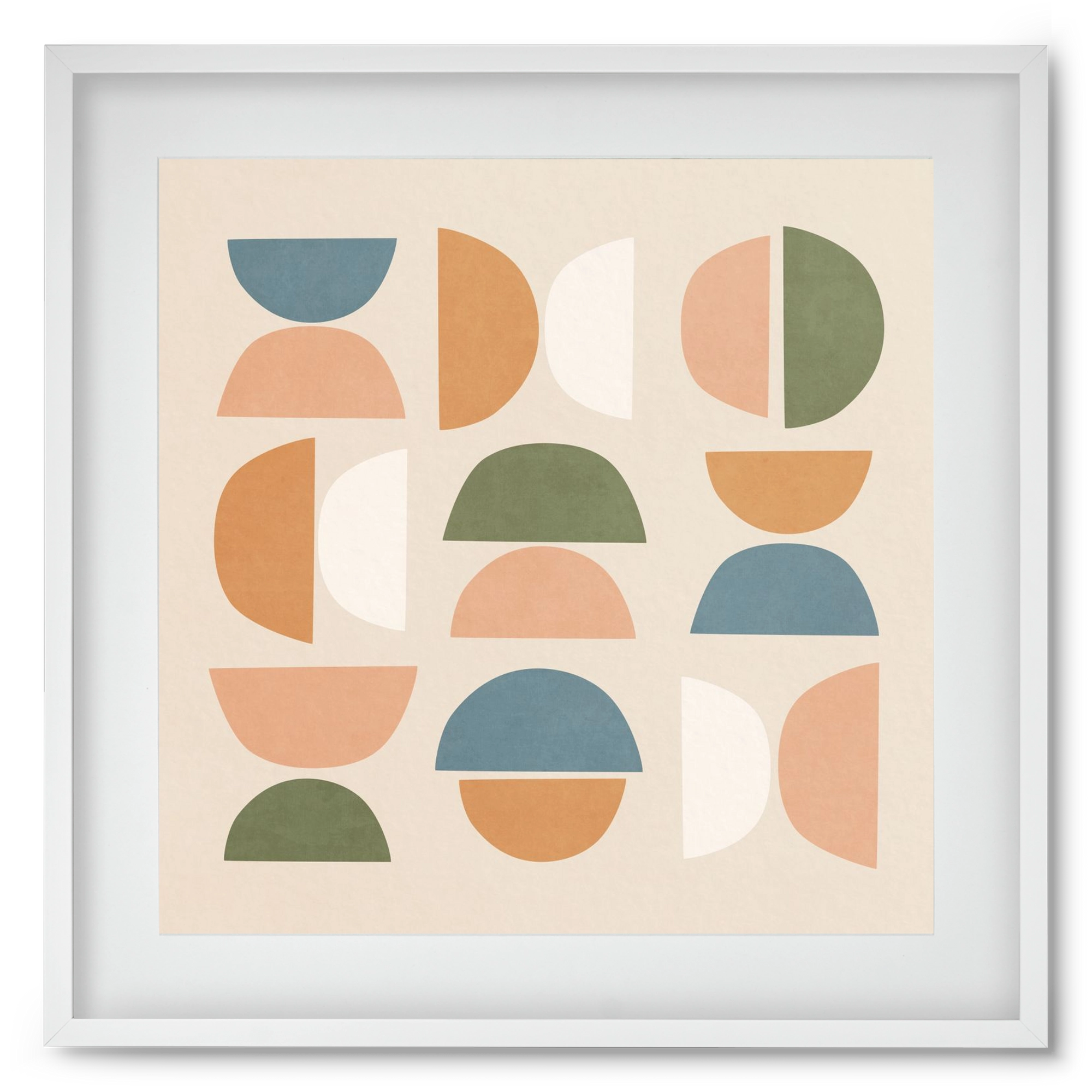 MINIMAL GEOMETIC ART 02, 50x50 cm (40x40 cm), Fehér keret, paszpartuval