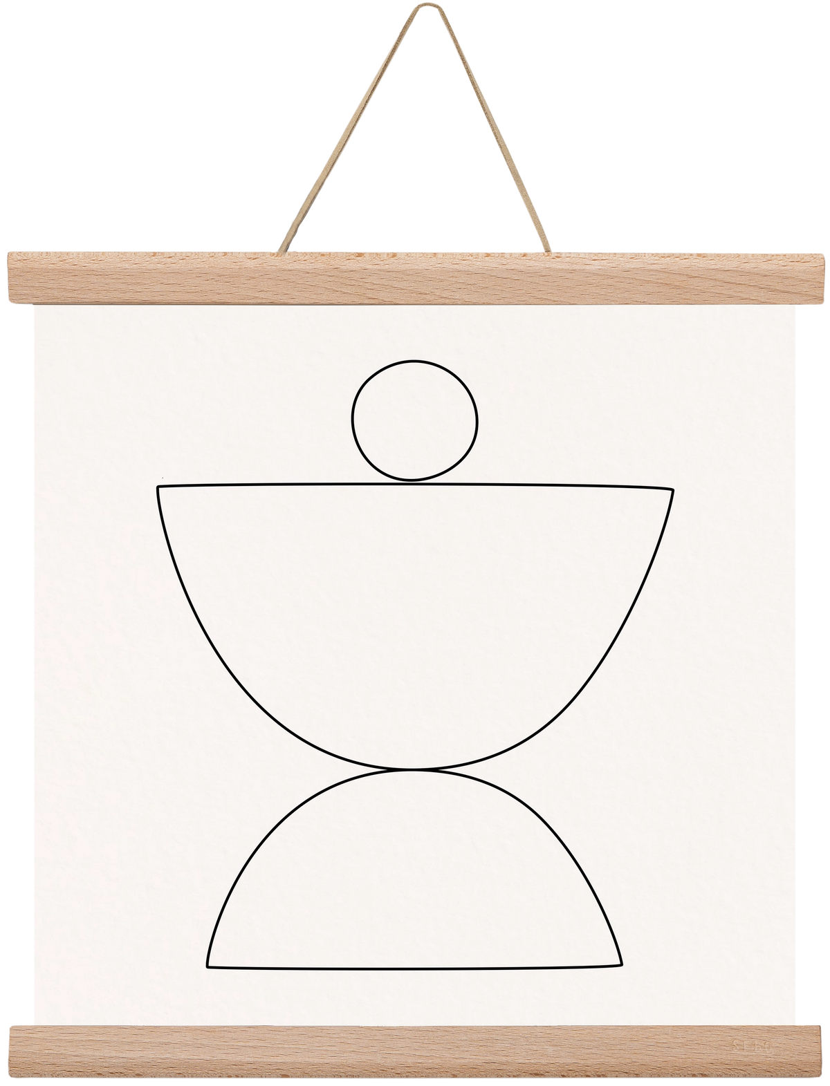 MINIMAL GEOMETIC ART - LINE 02, 30x30 cm (30x30 cm), Tölgy akasztó