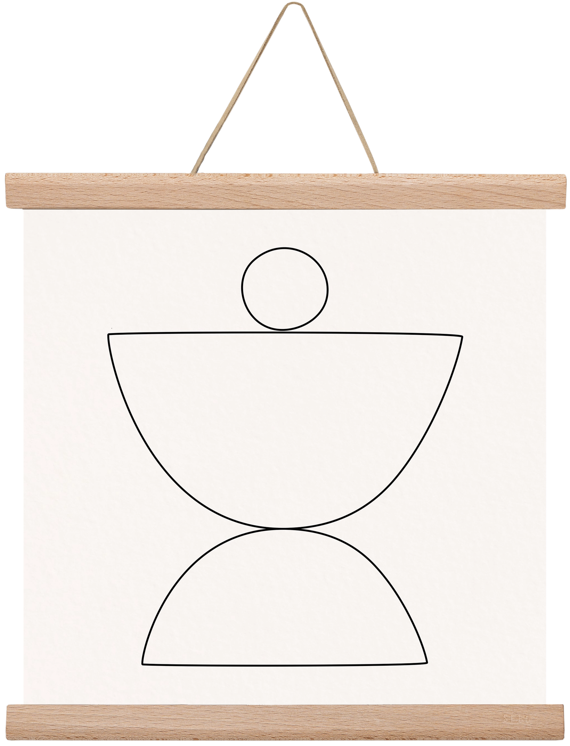 MINIMAL GEOMETIC ART - LINE 02, 30x30 cm (30x30 cm), Tölgy akasztó