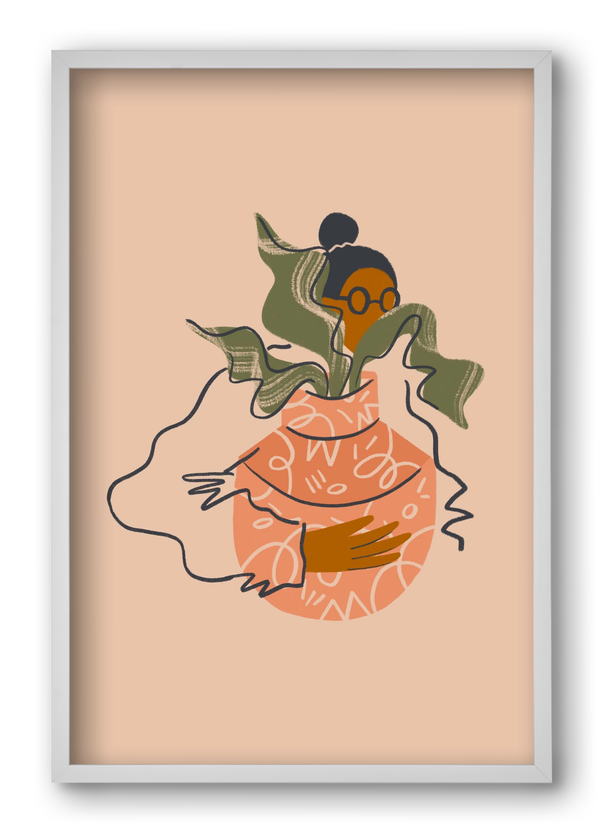 Plant Lady, 40x60 cm (40x60 cm), Fehér keret