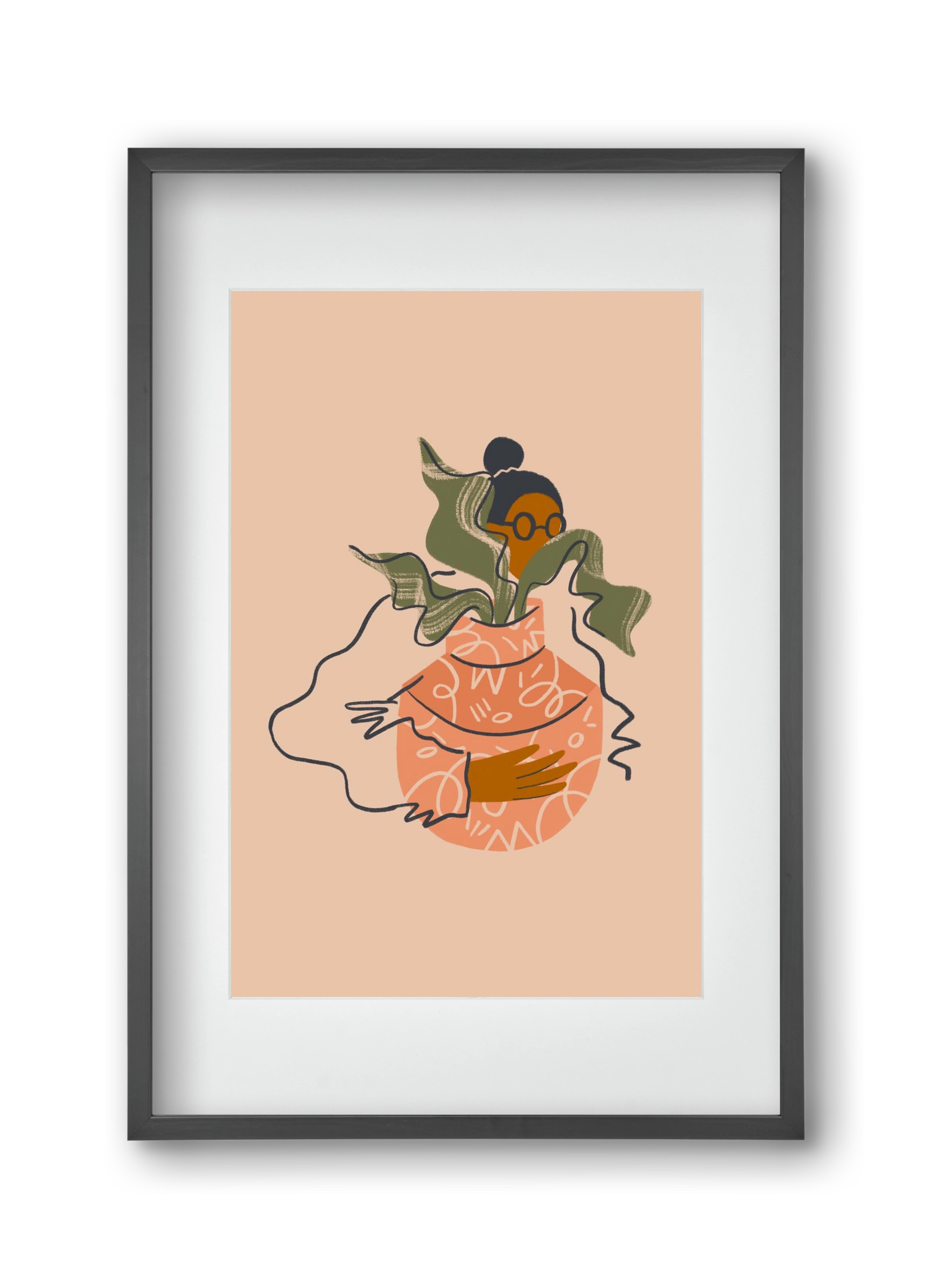 Plant Lady, 30x45 cm (20x30 cm), Fekete keret, paszpartuval