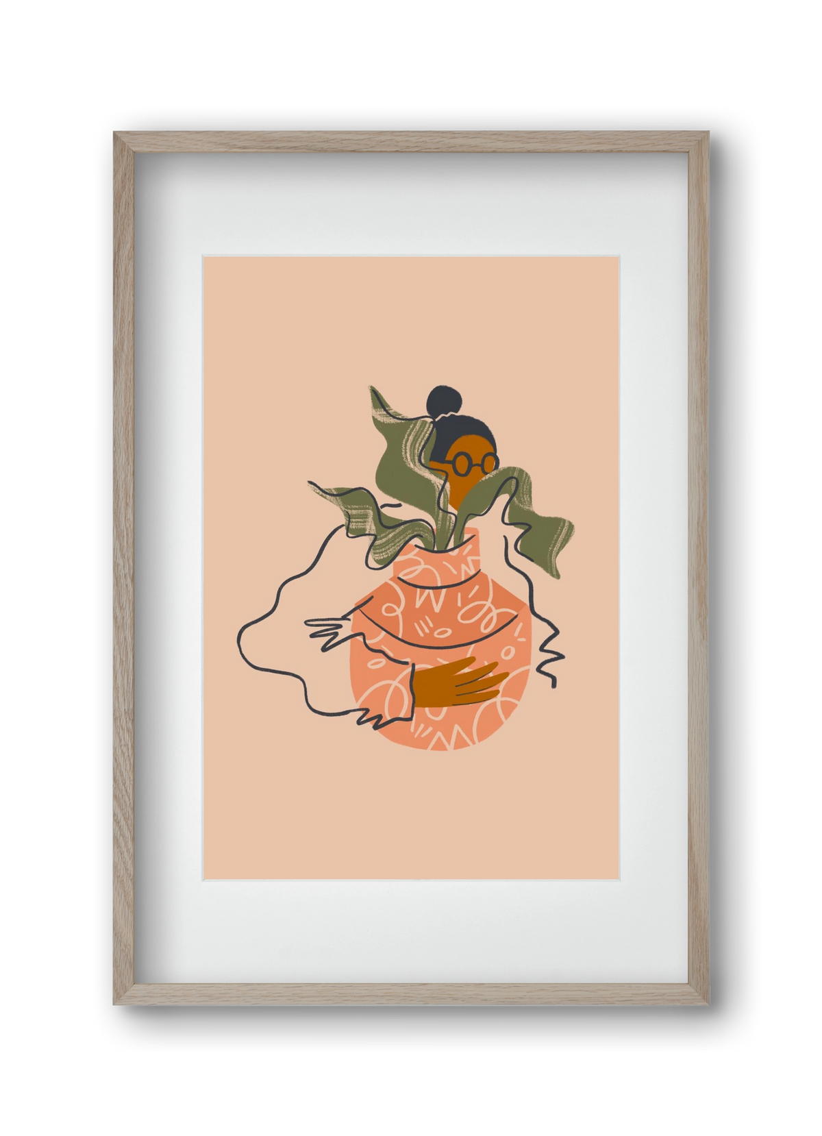 Plant Lady, 30x45 cm (20x30 cm), Tölgy keret, paszpartuval