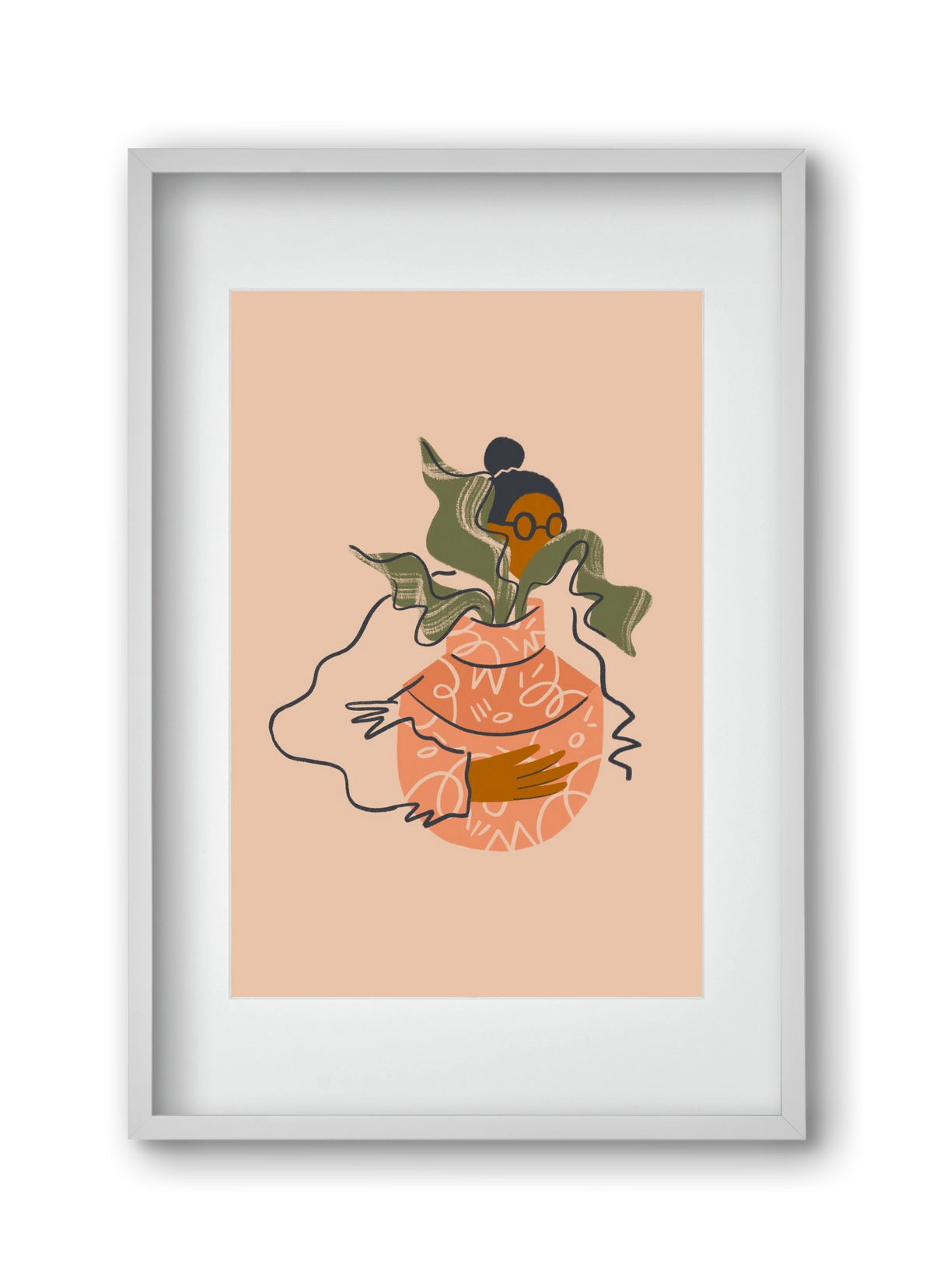 Plant Lady, 30x45 cm (20x30 cm), Fehér keret, paszpartuval