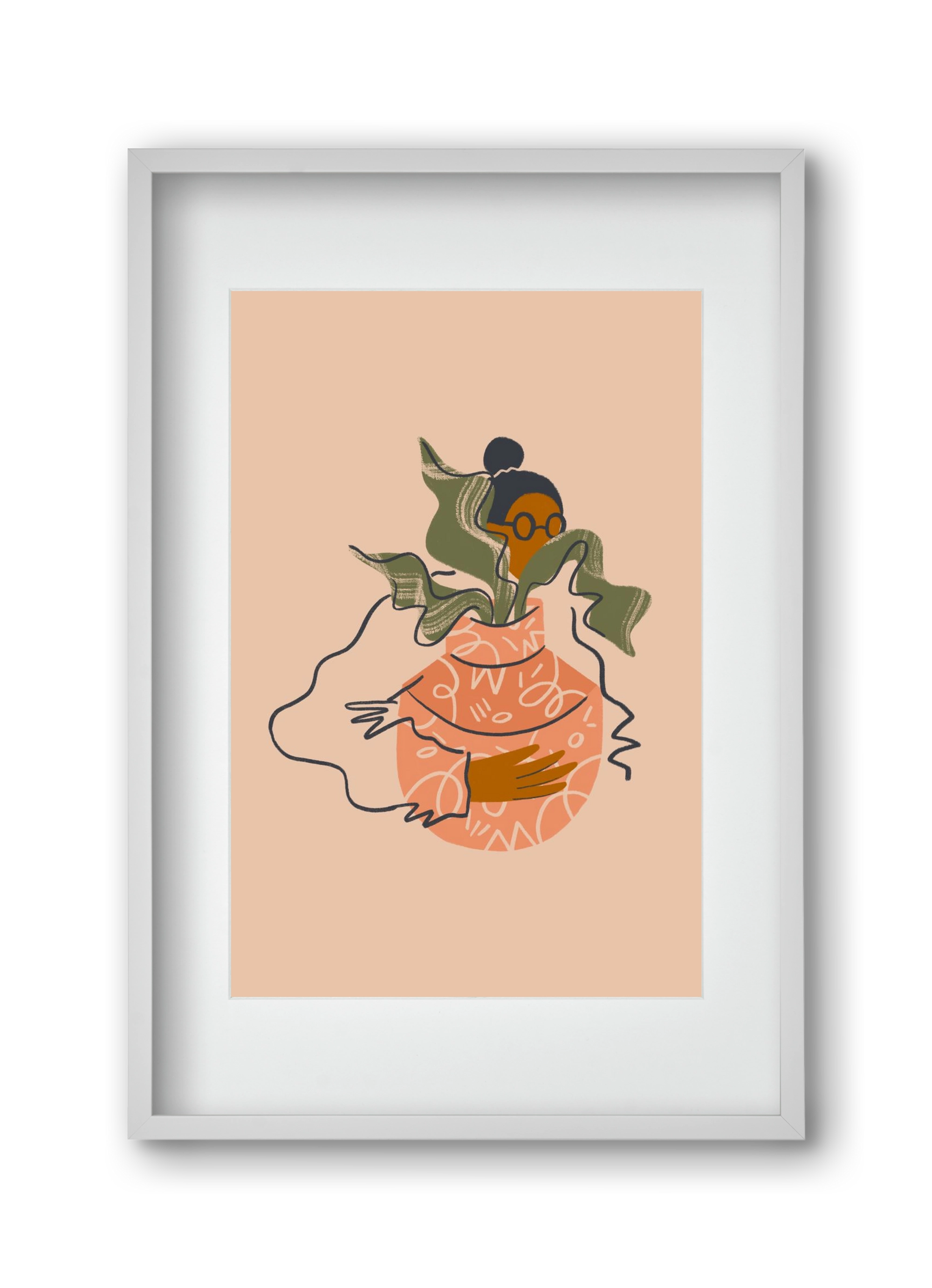 Plant Lady, 30x45 cm (20x30 cm), Fehér keret, paszpartuval