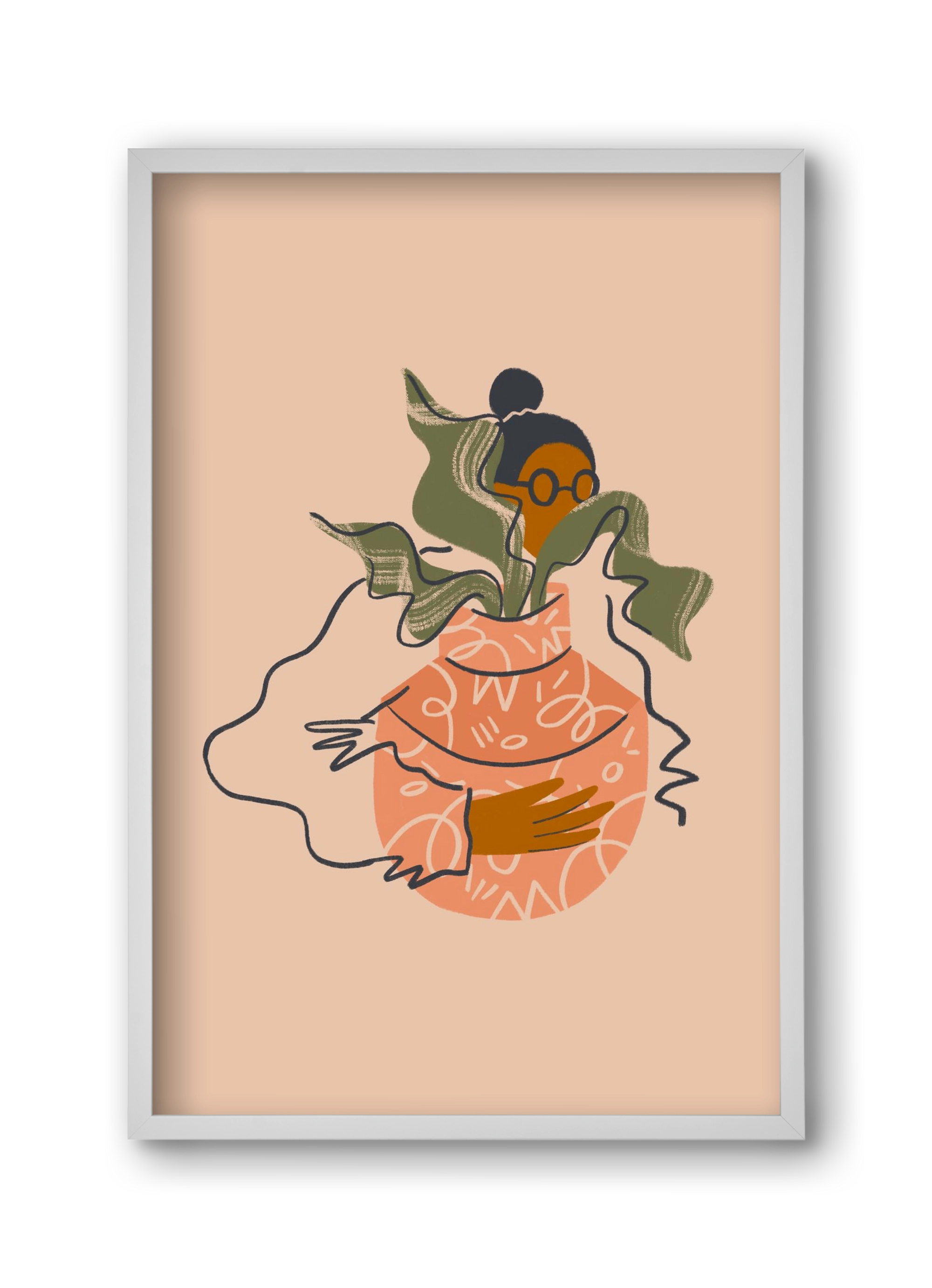 Plant Lady, 30x45 cm (30x45 cm), Fehér keret