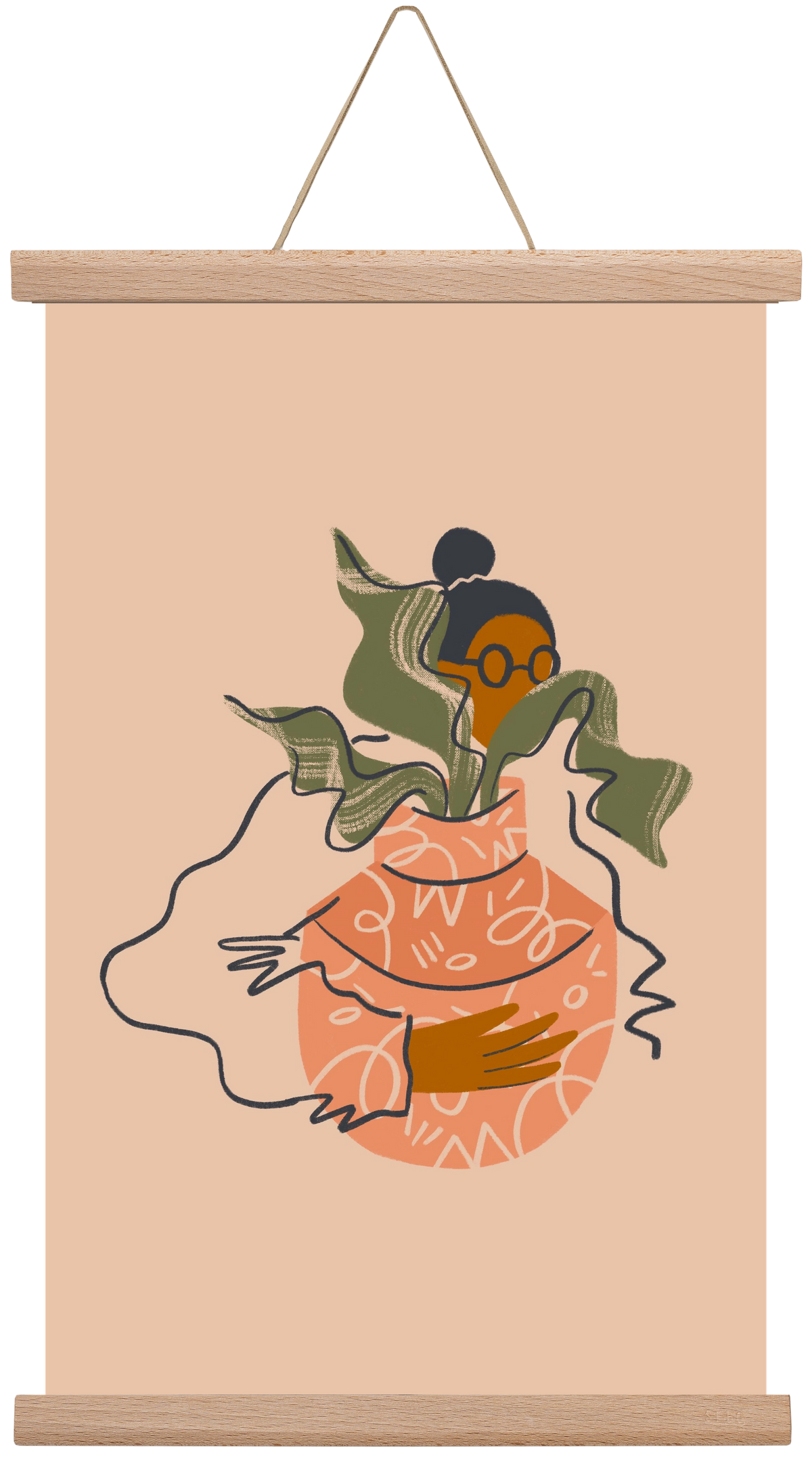 Plant Lady, 30x45 cm (30x45 cm), Tölgy akasztó