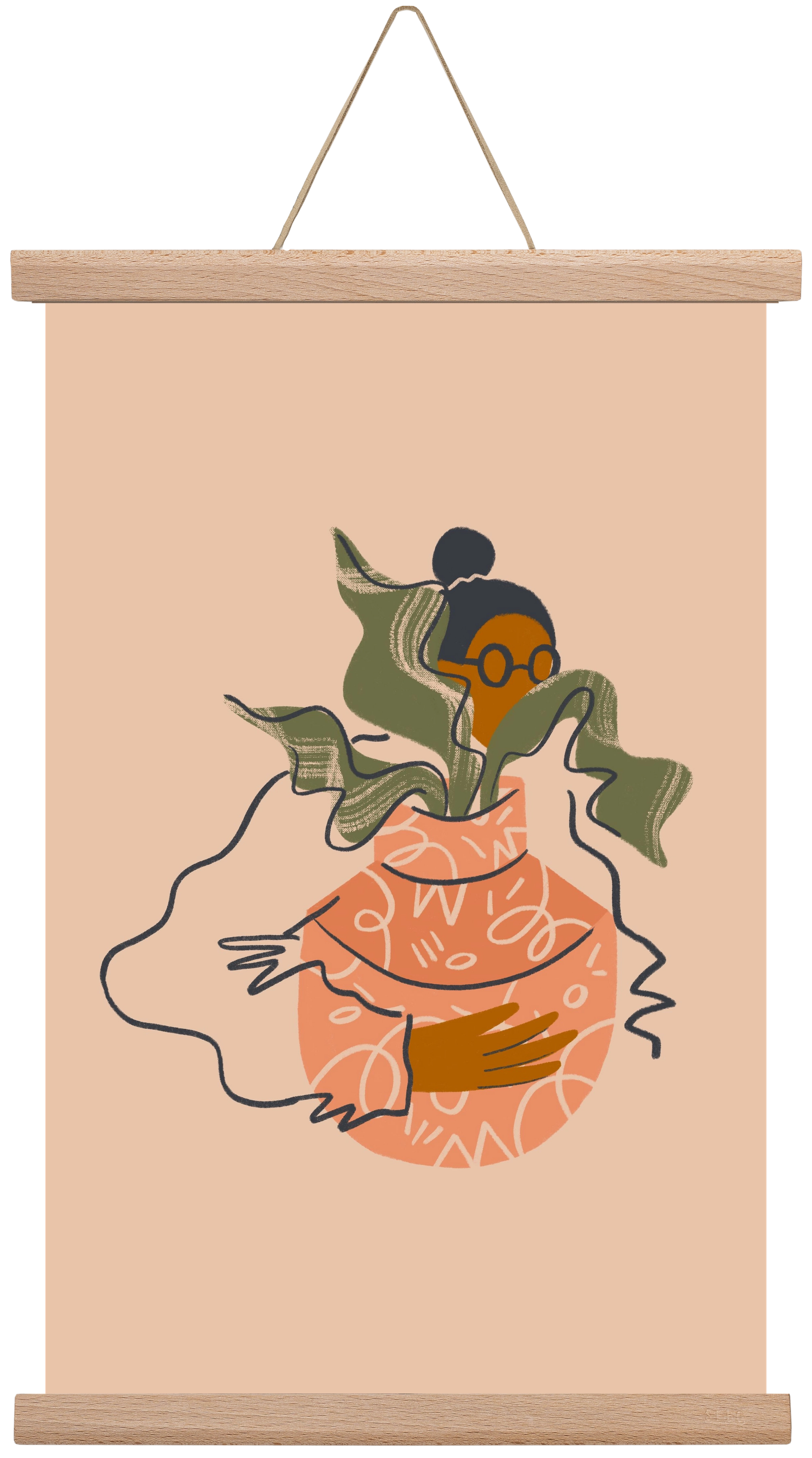 Plant Lady, 30x45 cm (30x45 cm), Tölgy akasztó