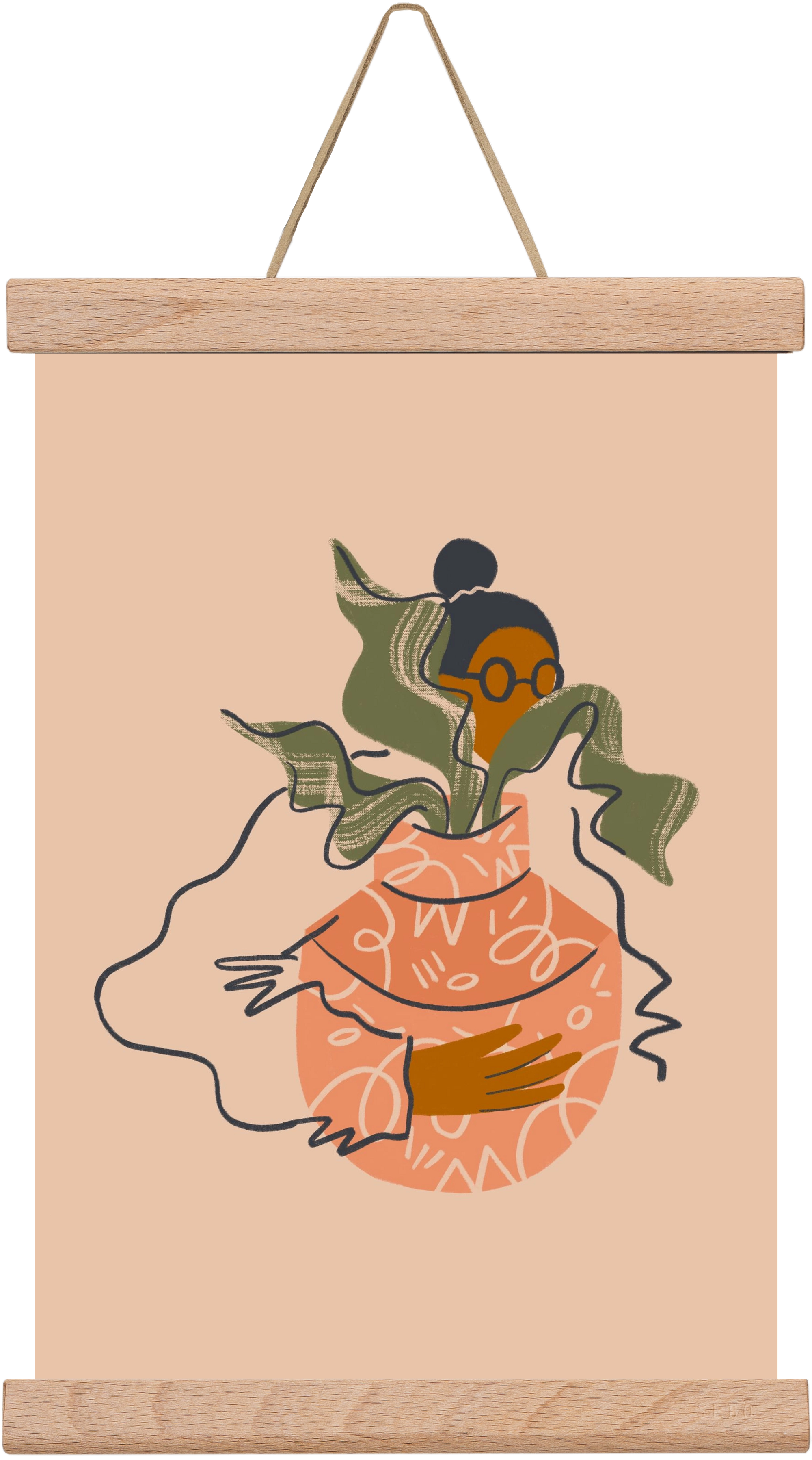 Plant Lady, 20x30 cm (20x30 cm), Tölgy akasztó