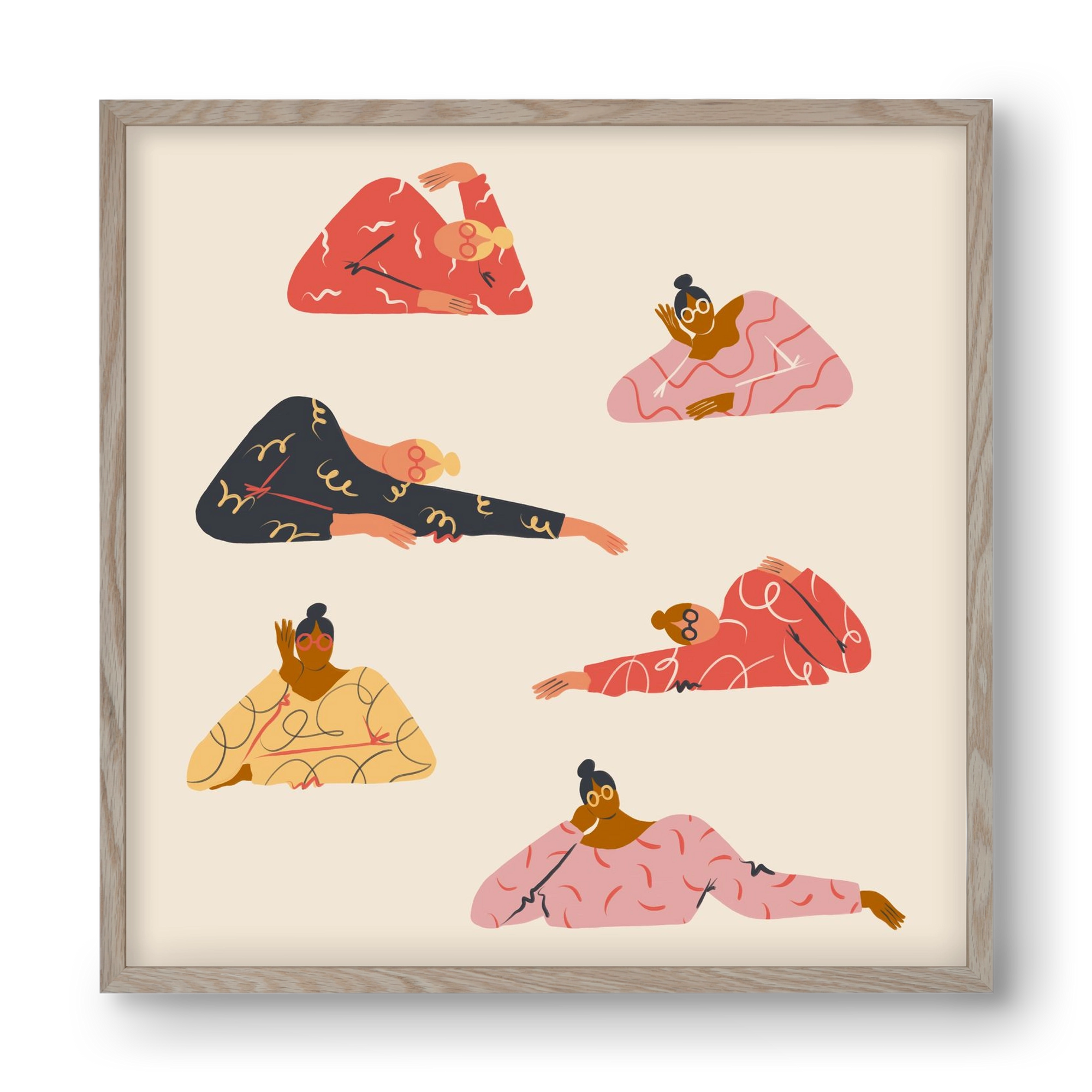 Long meetings, 40x40 cm (40x40 cm), Tölgy keret