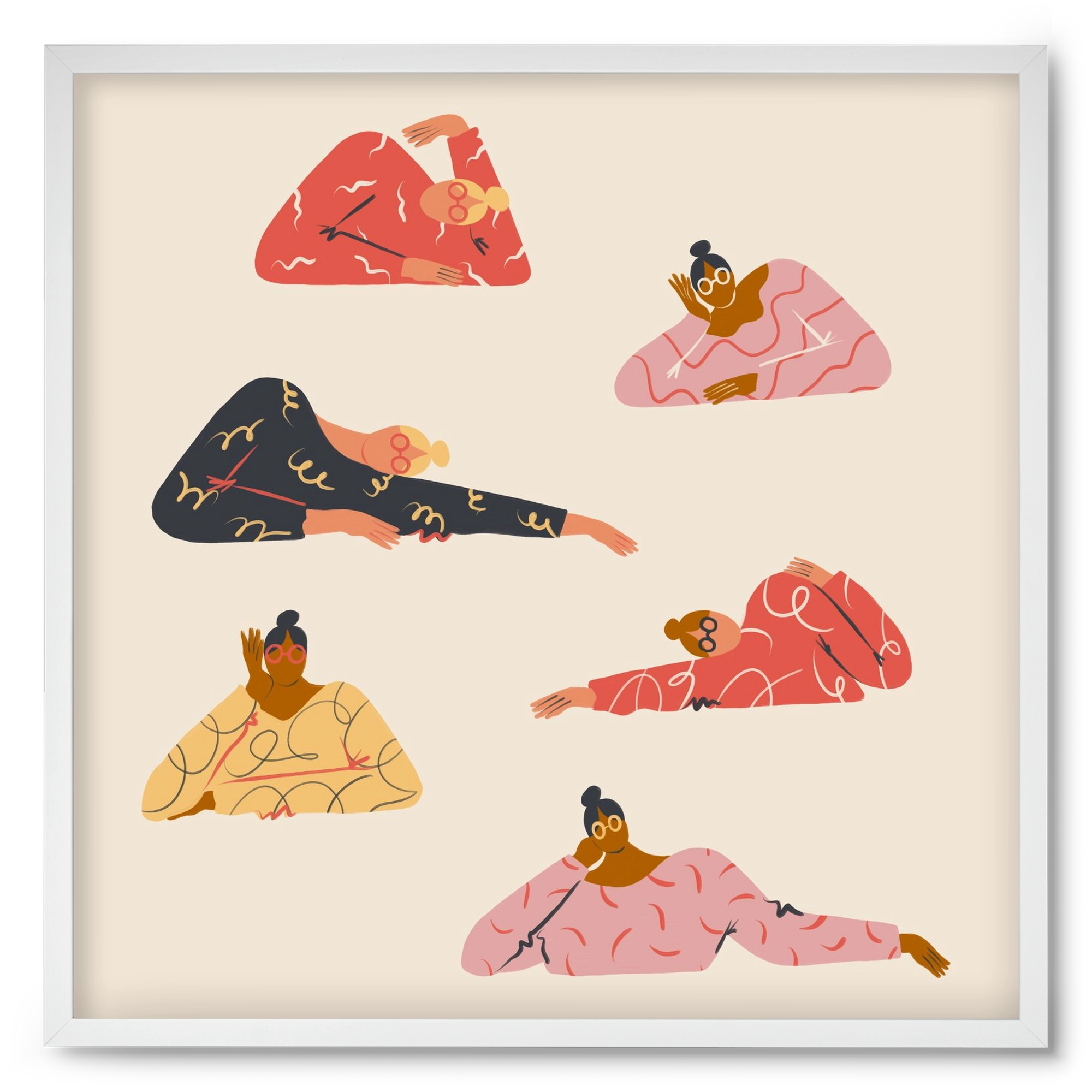 Long meetings, 50x50 cm (50x50 cm), Fehér keret