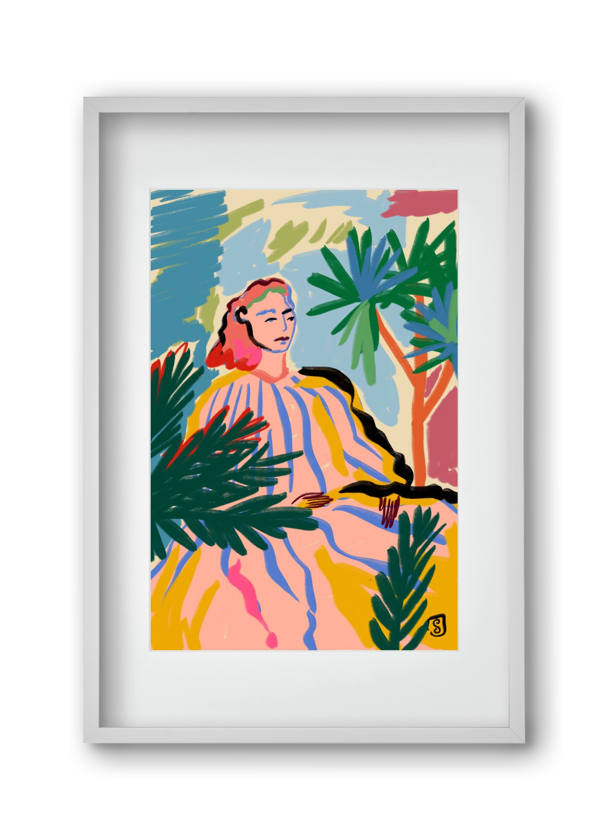 WOMAN IN NATURE, 30x45 cm (20x30 cm), Fehér keret, paszpartuval