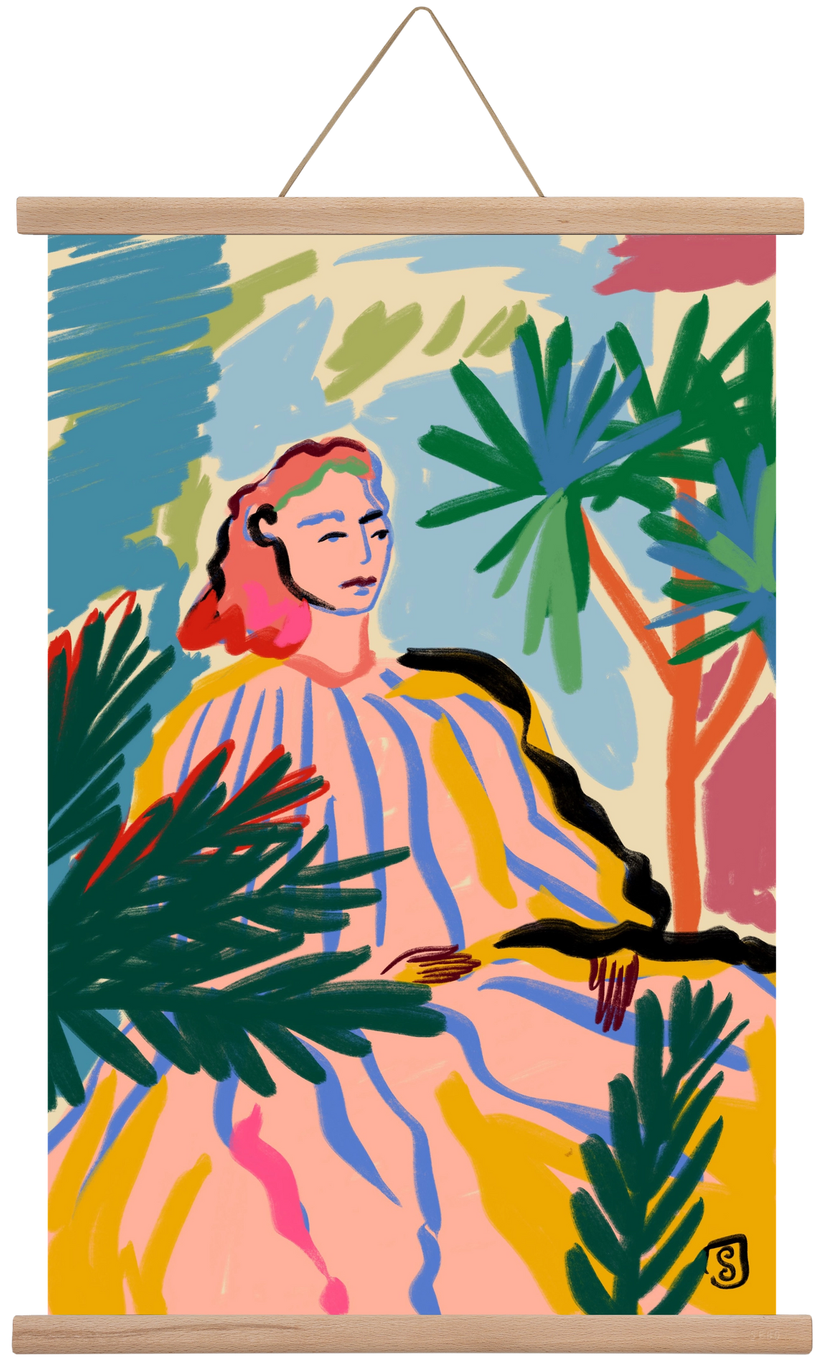 WOMAN IN NATURE, 40x60 cm (40x60 cm), Tölgy akasztó