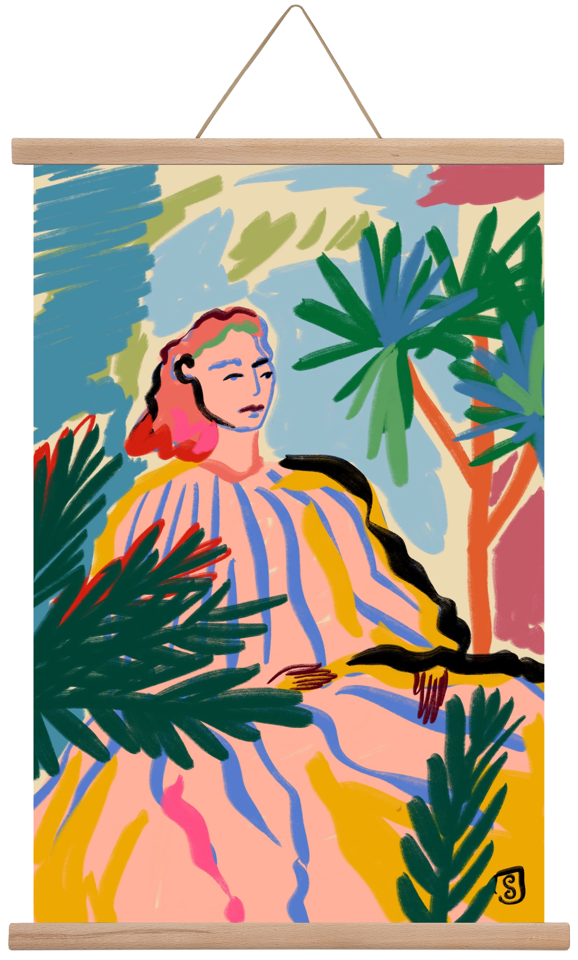 WOMAN IN NATURE, 40x60 cm (40x60 cm), Tölgy akasztó