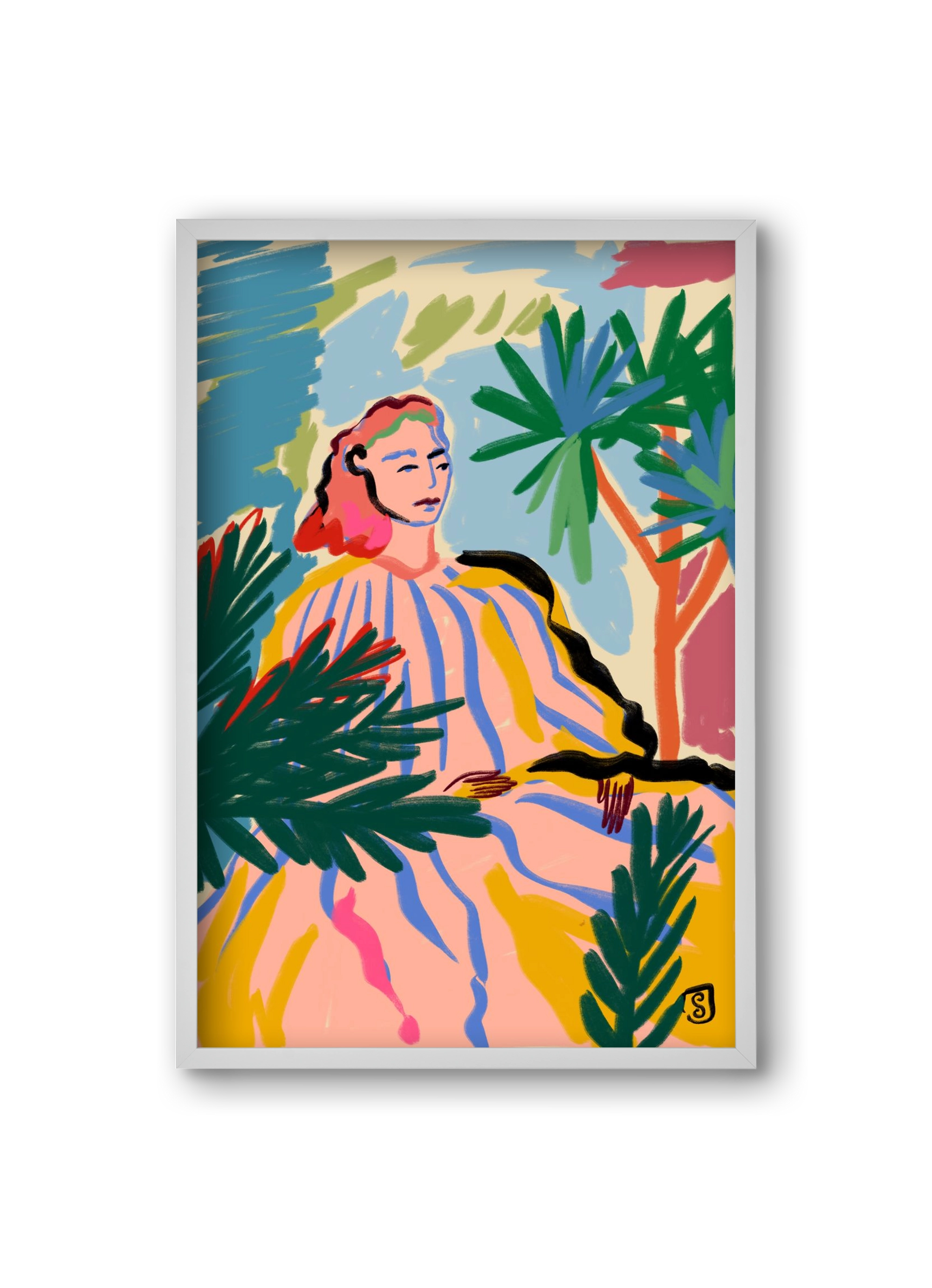 WOMAN IN NATURE, 20x30 cm (20x30 cm), Fehér keret
